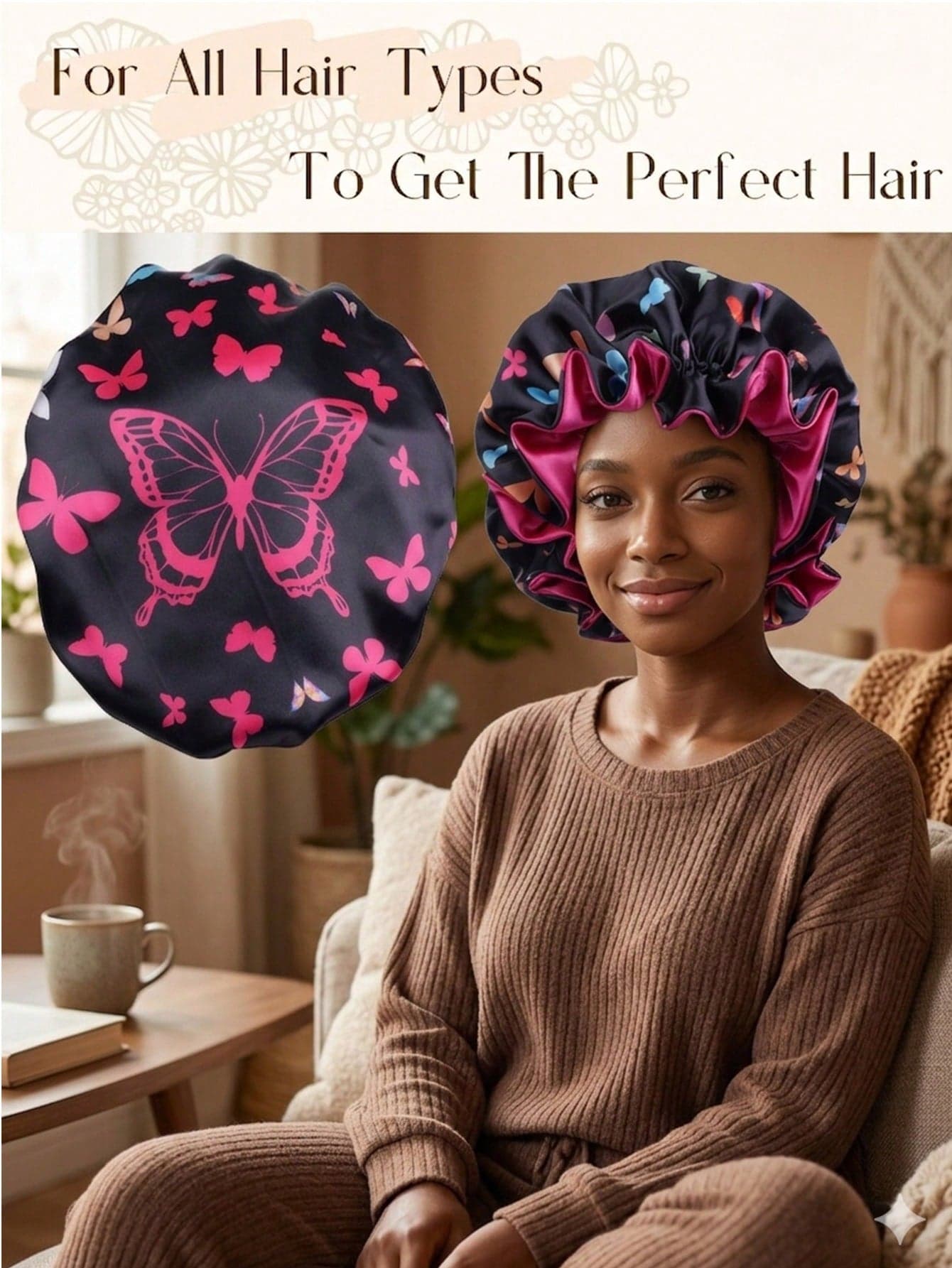 Double Layer Color Block Satin Sleep Cap Wig Cap