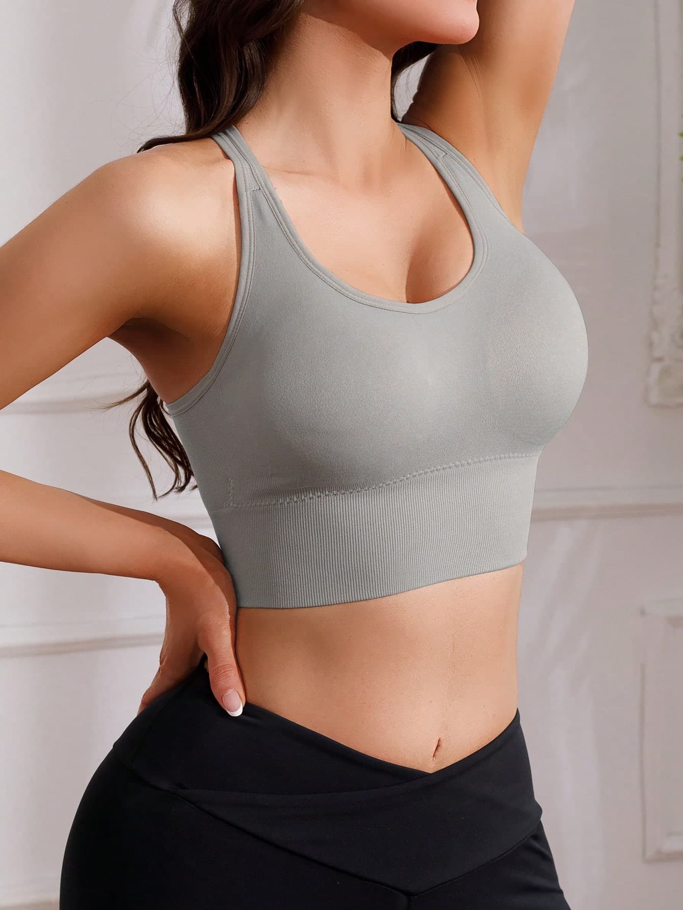 Women's Seamless Wire-Free Sports Bra With Wide Strap, Comfortable And Breathable