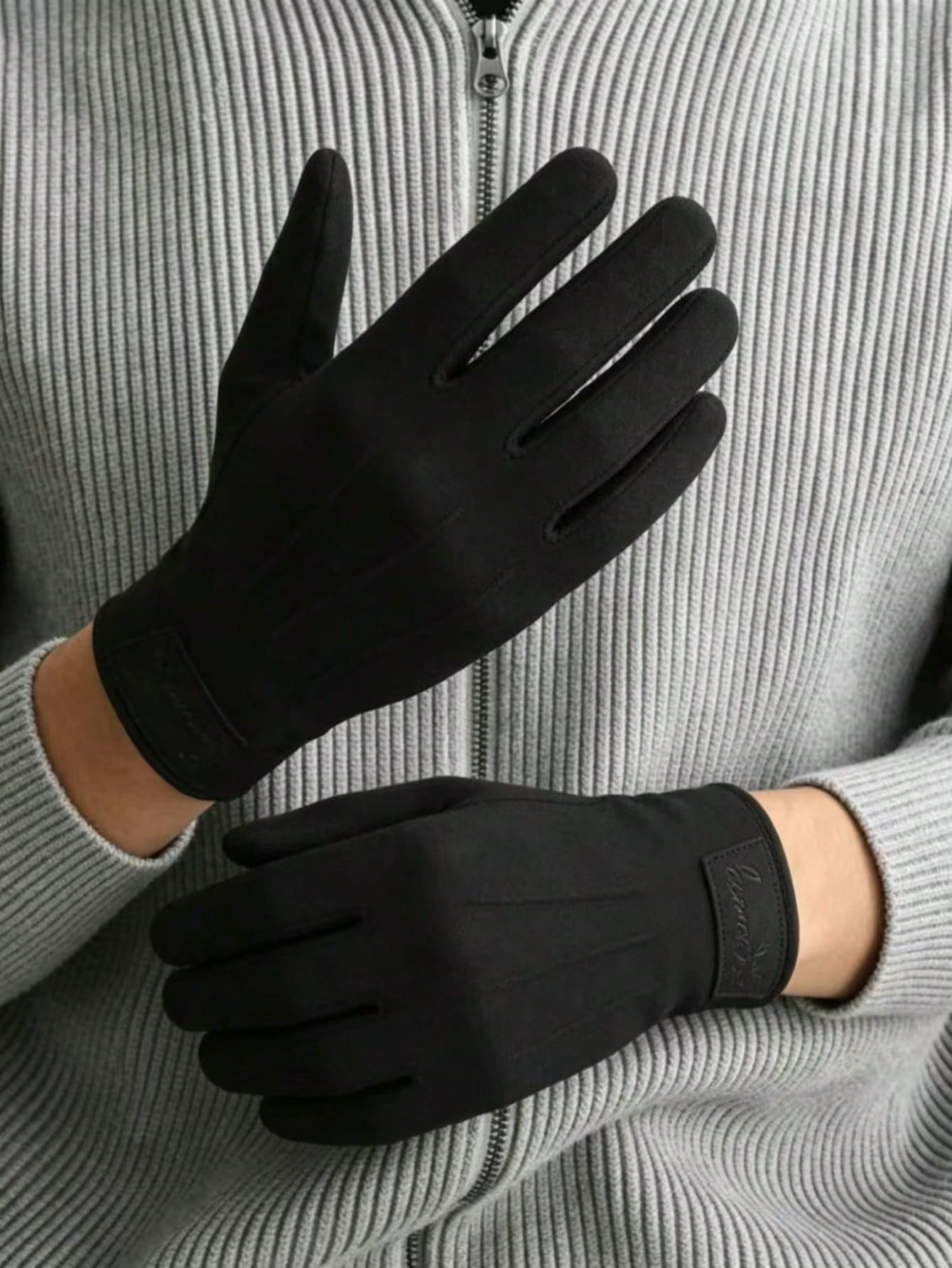 1 Pair Men's Warm Gloves, Touchscreen Compatible, Suitable For Winter Daily Use