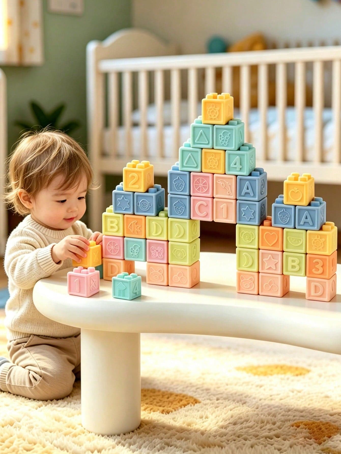 8/16/24pcs Soft Educational Building Blocks Toy Set, Suitable For Toddlers Stacking & Assembling, Includes Numbers, Shapes, Colors, Animals Patterns, Suitable For Baby Bath Time, Random Color Delivery