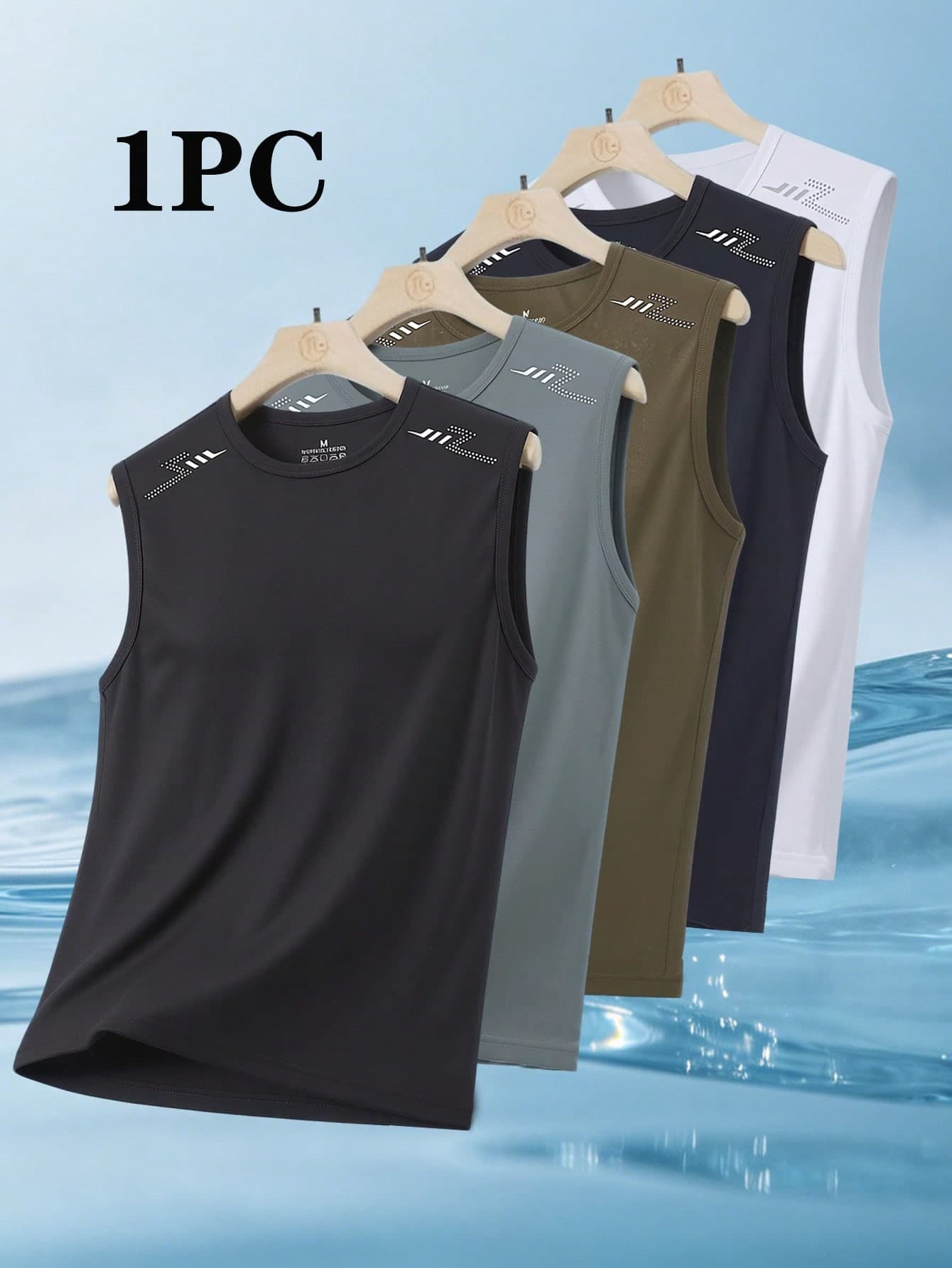 Men's Lightning Print Sleeveless Sports Tank Top, Running & Fitness Vest For Summer