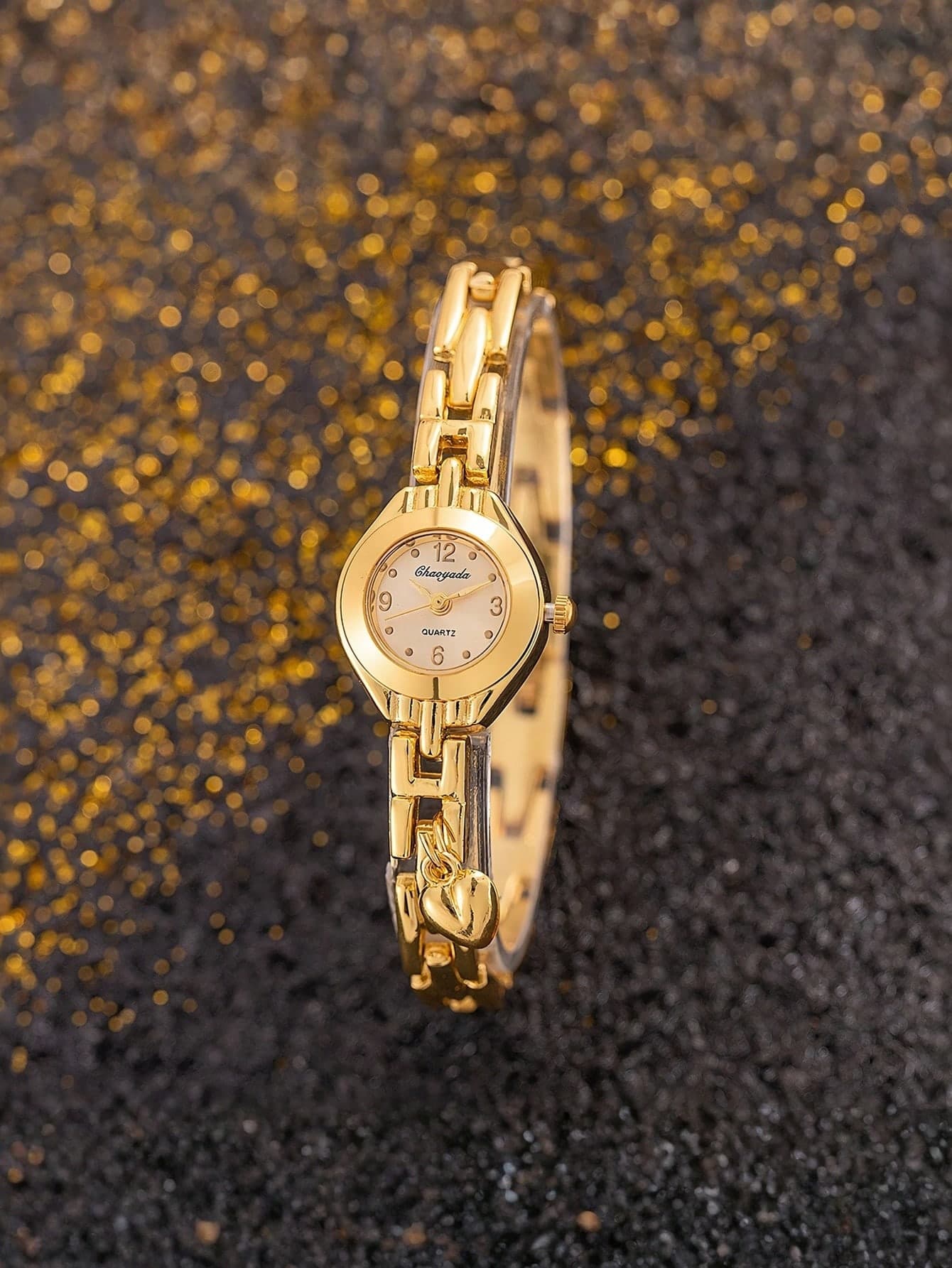1pc Women's Fashion Minimalist Gold Small Dial Quartz Wristwatch, Stainless Steel Band, Casual Daily Wear, Gift For Girls, Birthday Christmas Gift