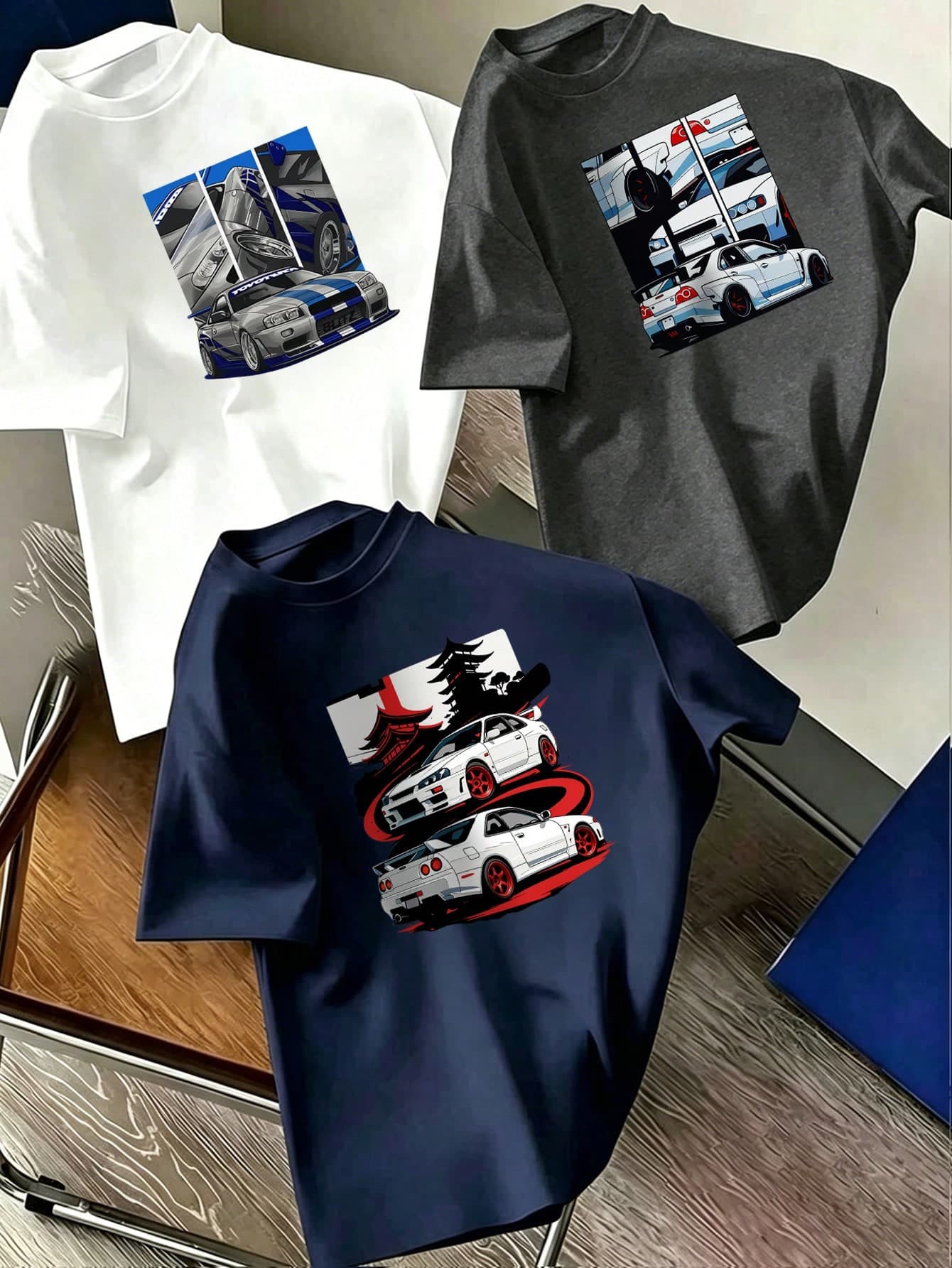 3pcs Boys' Loose Fit Round Neck T-Shirts, Classic Race Car Tower Graphic Print, Casual Summer Daily Wear