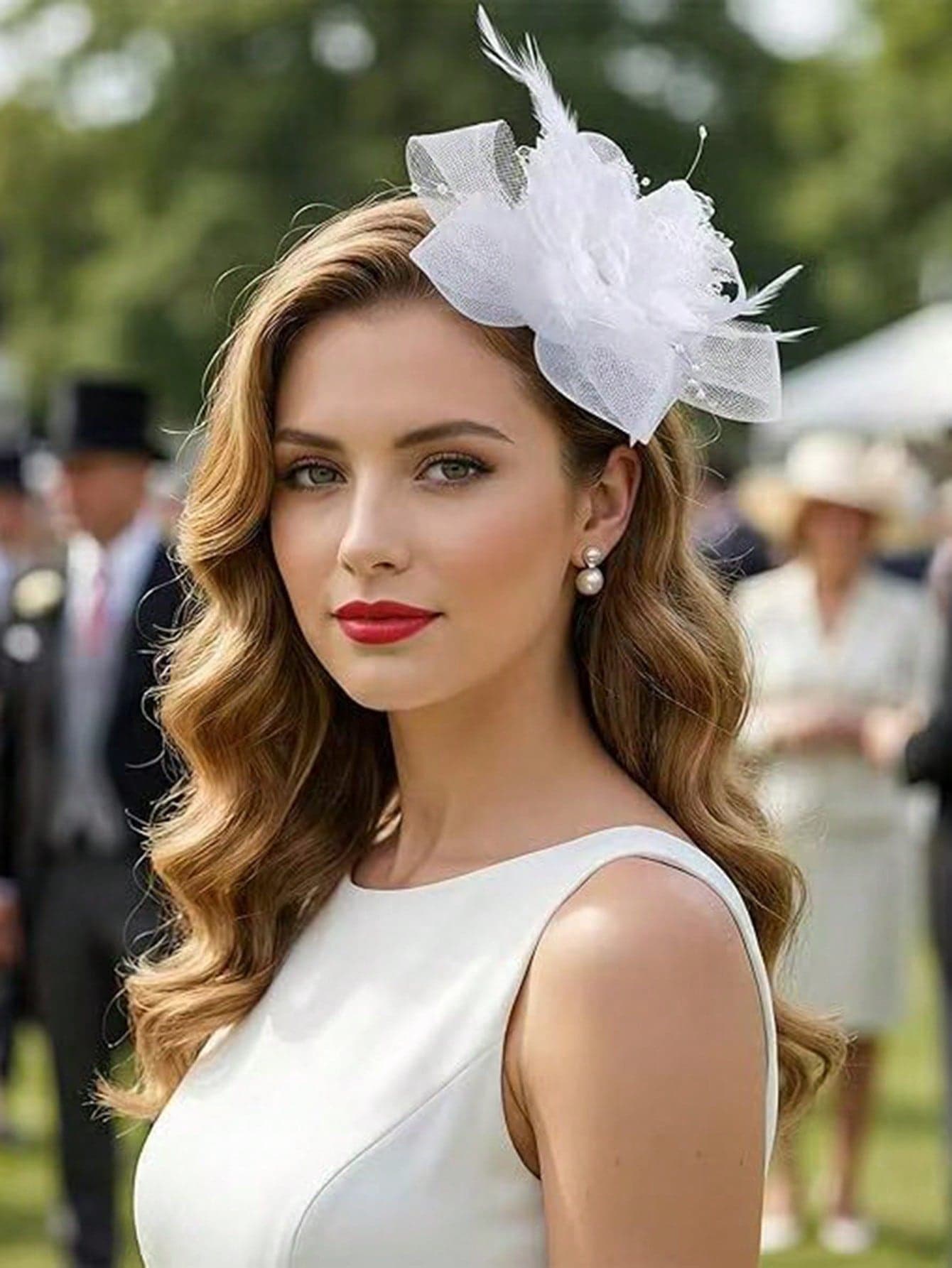 1 Women's Vintage Style Floral Mesh Ribbon Hair Clip, Elegant Tea Party Headpiece, Kentucky Dinner Headpiece, Wedding Headpiece, Special Occasion Hat
