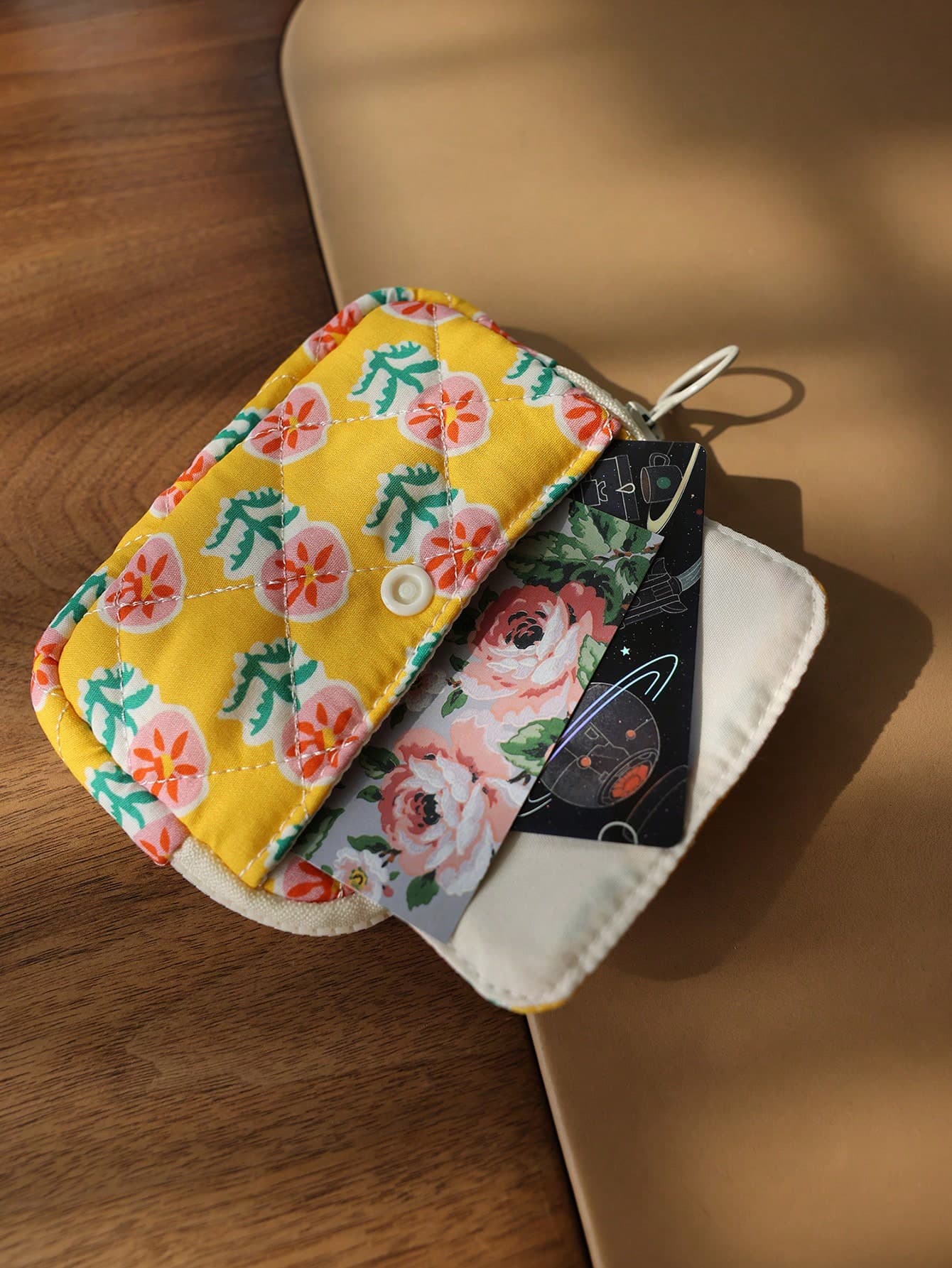Portable Small Multi-Function Coin Purse, Floral Cartoon Cute Card Holder, Jewelry & Lipstick Storage Bag