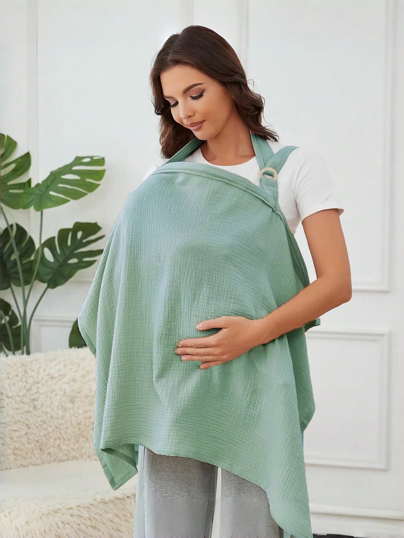 1pc Nursing Cover Breastfeeding Scarf, Solid Color Muslin Shawl For Outdoor Feeding, Multi-Purpose Sunshade, All Season