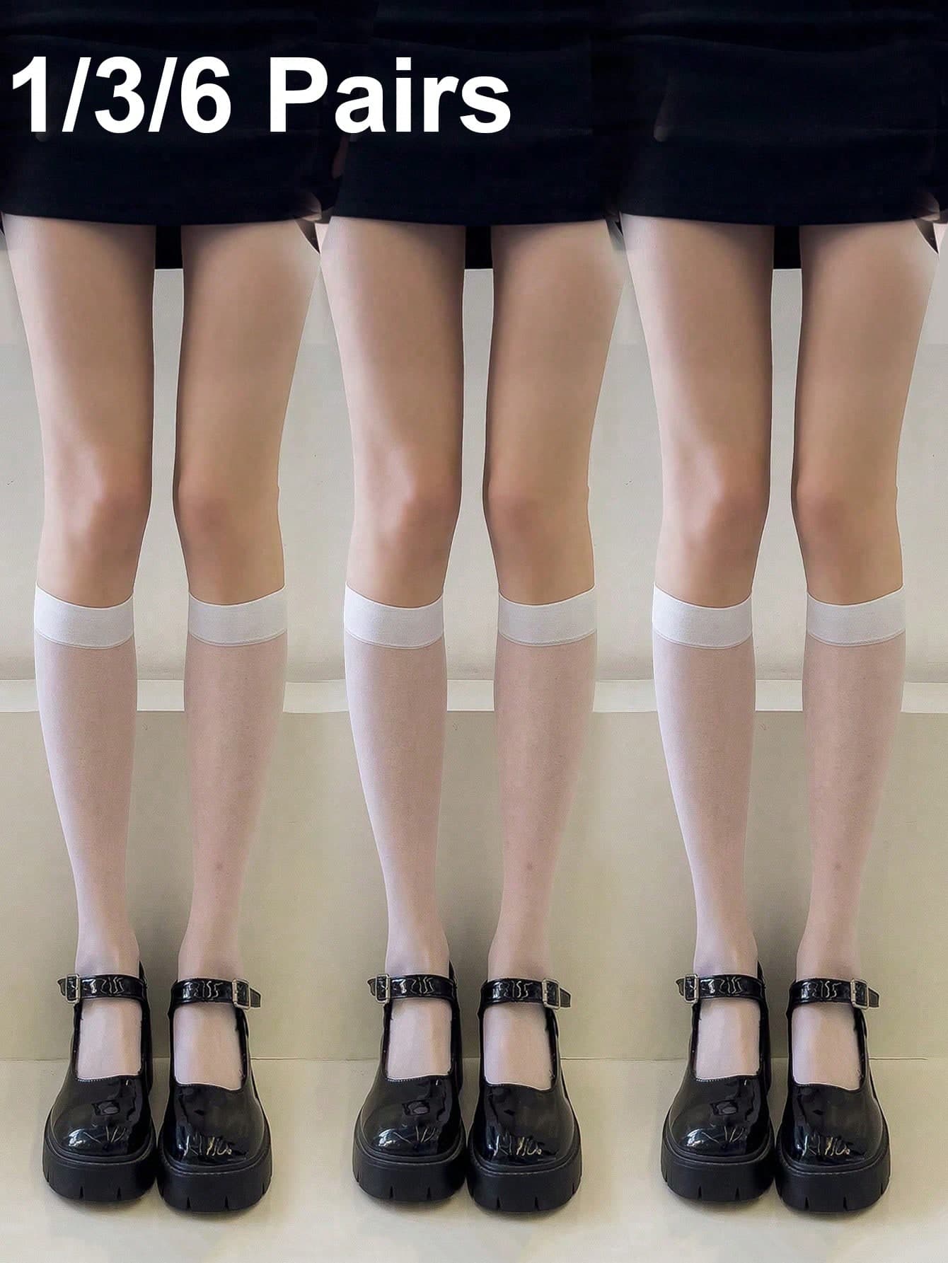 1/3/6 Pairs Women's Accessories Socks Long Stockings High Socks White Cheap Clothing Y2K Cute Sports Fun Shoes Gift Women's Long Stockings