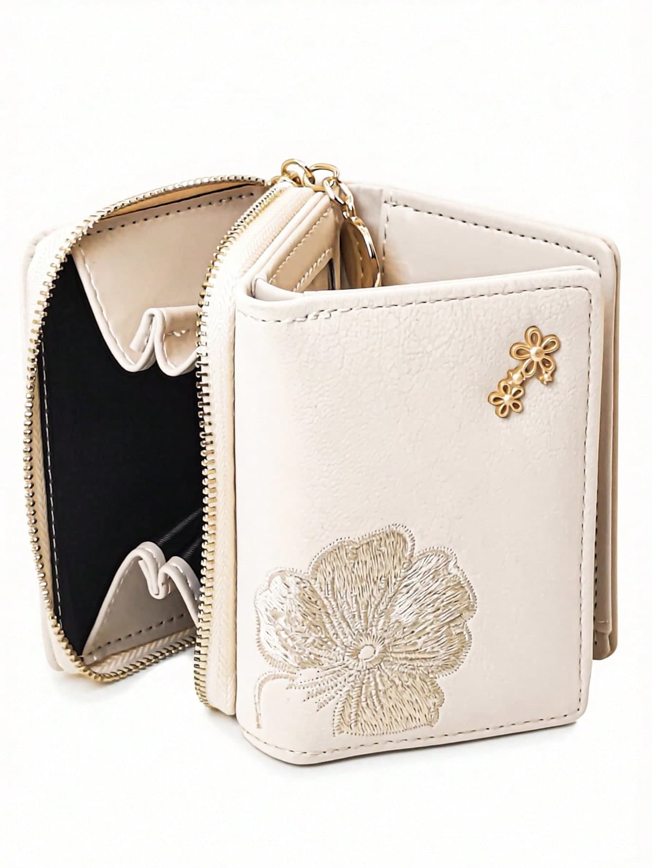 Card Holder Wallet Combo, Compact Ultra-Thin Multi-Function Short Trifold Wallet, Exquisite Embroidery PU, Large Capacity Wallet With Zipper Coin Purse