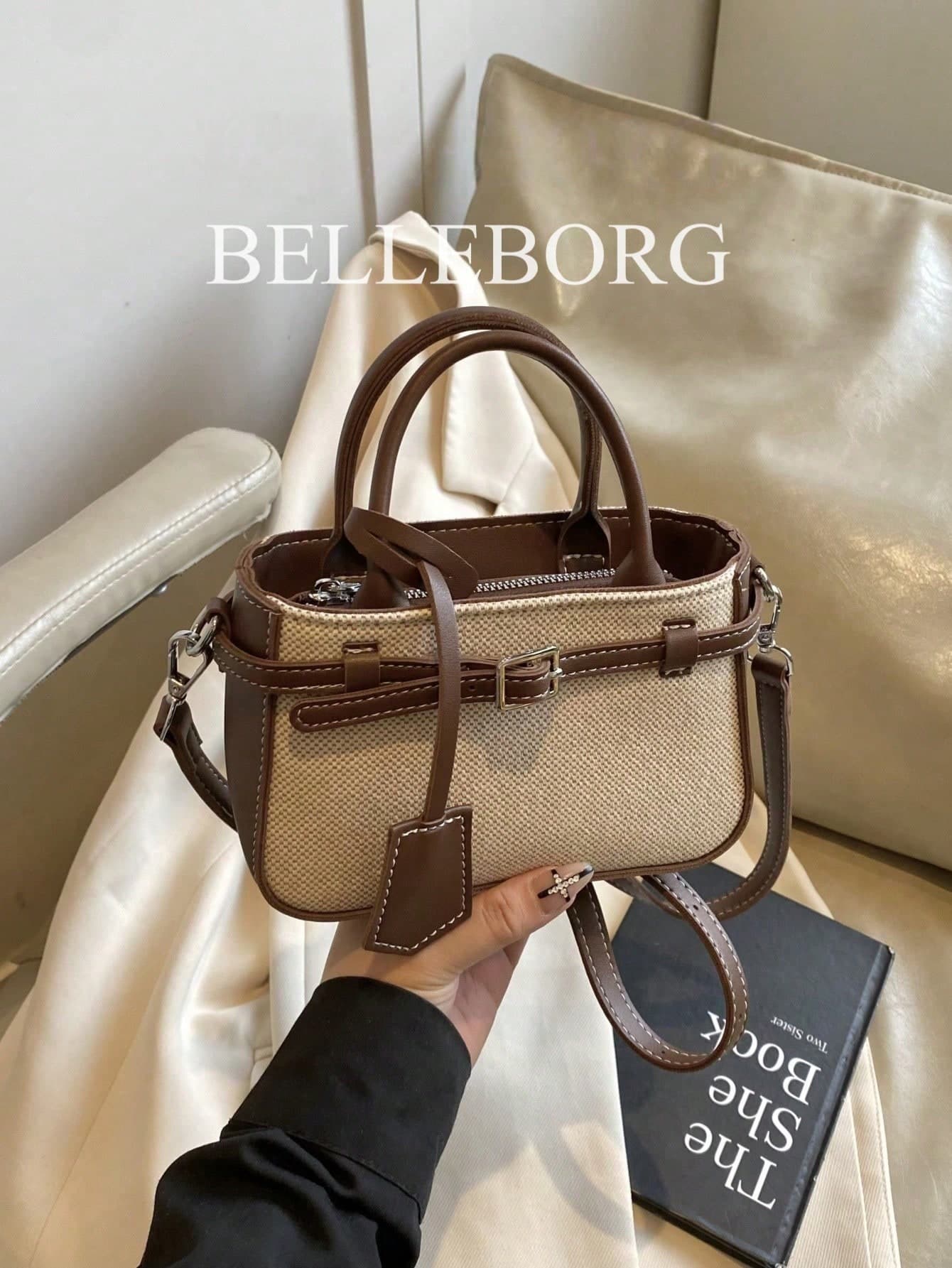 Casual Colorblock Textured Versatile Commuter Vintage Canvas Strap Buckle Women's Small Handheld Square Bag