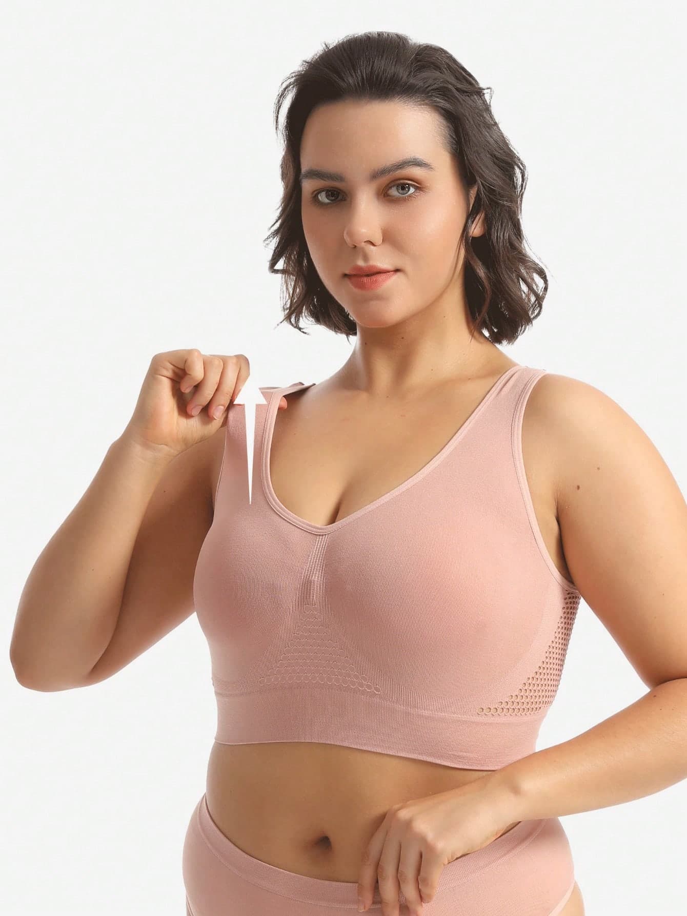 1pc Women's Plus Size Wireless Bra, No Padding Sexy Back Comfort Bralette[Size Runs Small, Please Order One Size Up]
