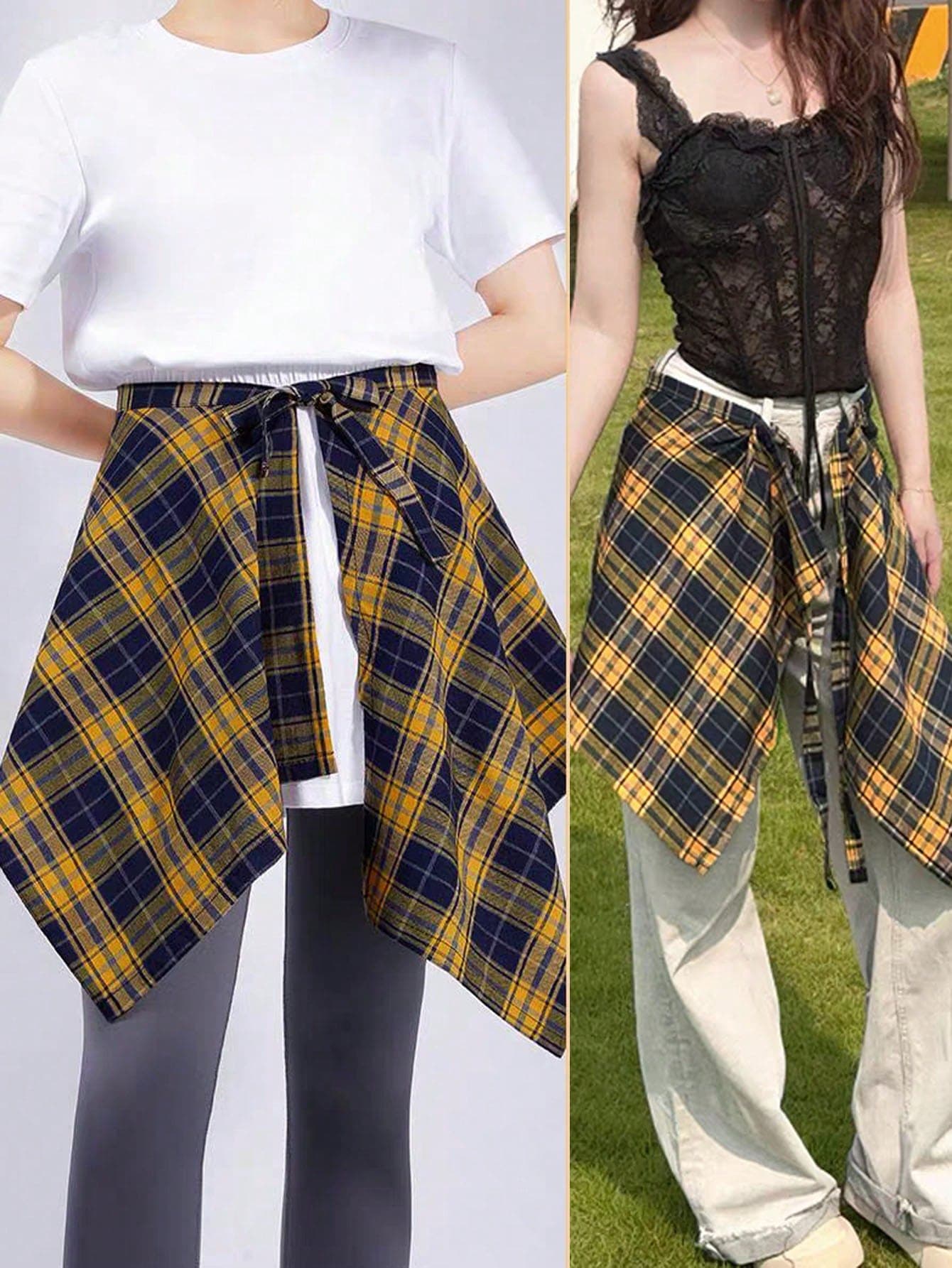 Women's Halloween Waist Chain Hip Scarf New Plaid One-Piece Waist Skirt Decorative Tie-Up Unisex Fashion Versatile Autumn/Winter Niche High Waist Lace-Up Skirt With Parent-Child Matching Concealing Belly Skirt Hem Design Waist Scarf Waist Decoration Belt Suitable For Belly Dance Performance Hip Scarf Decoration Belt Summer School Autumn