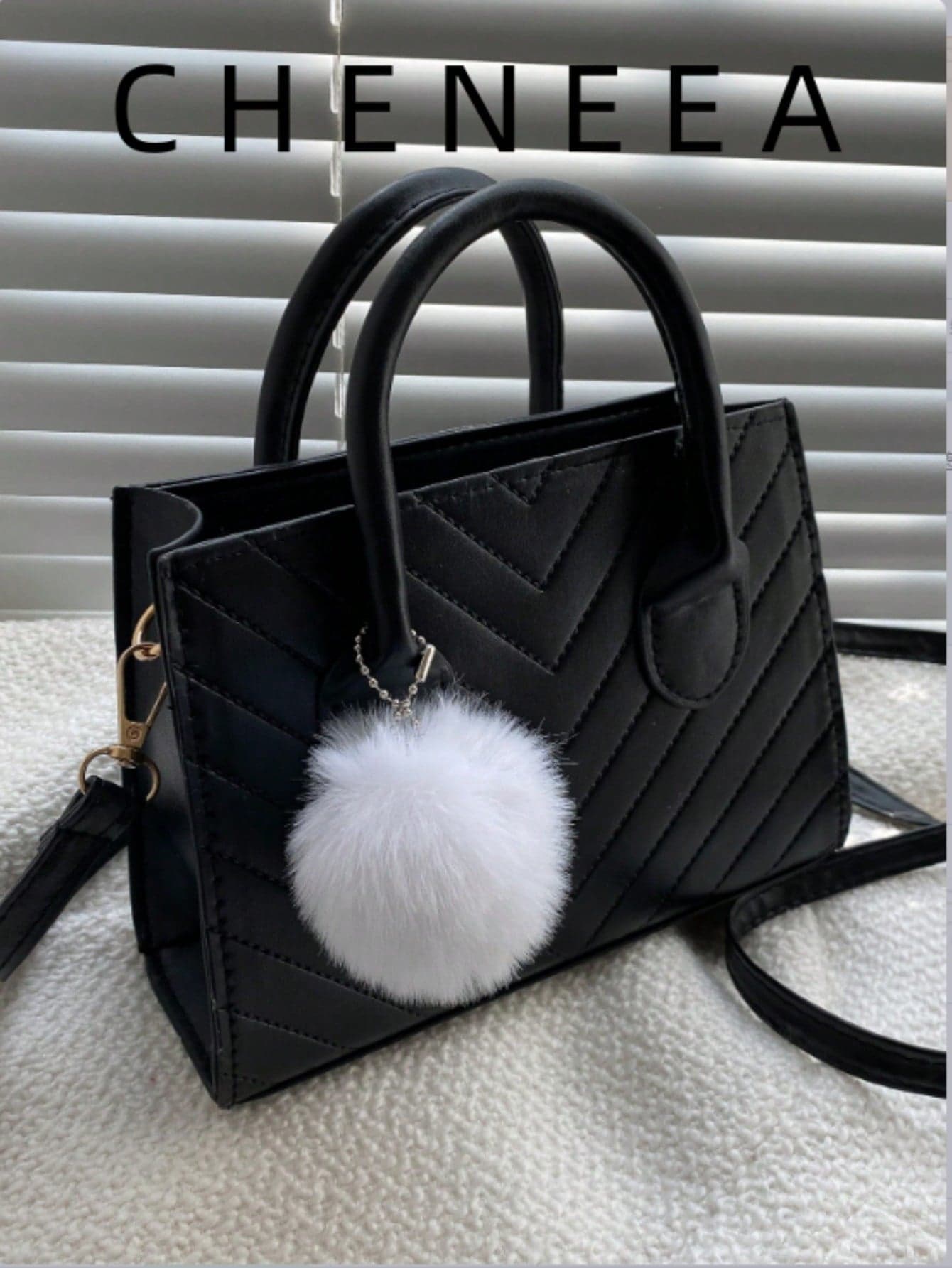 Lightweight,Business Casual Chevron Detail Pompom Decor Square Bag For Teen Girls Women College Students,Rookies & White-collar Workers Perfect for Office,College,Work ,Business,Commute,Outdoors, Travel, Outings