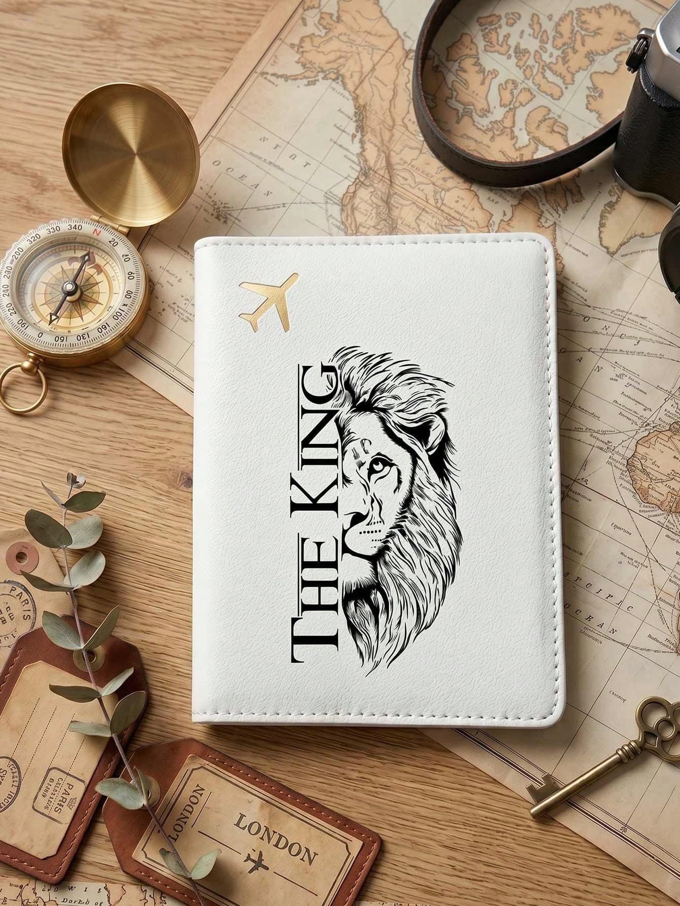 1pc Fashion Lion Pattern Passport Cover, Open-Close Design For Easy Use, Travel Essential, Stylish Passport Holder, Compact And Lightweight, Personalized Passport Holder Card Wallet, Colorful, Minimalist, Unique, Travel Essential For Passport Holders, Yellow, Black, Blue, Pink, Red, White, 6 Color Options, Cruise Essential, Travel Accessory, Perfect Gift For Friends, Family, Colleagues