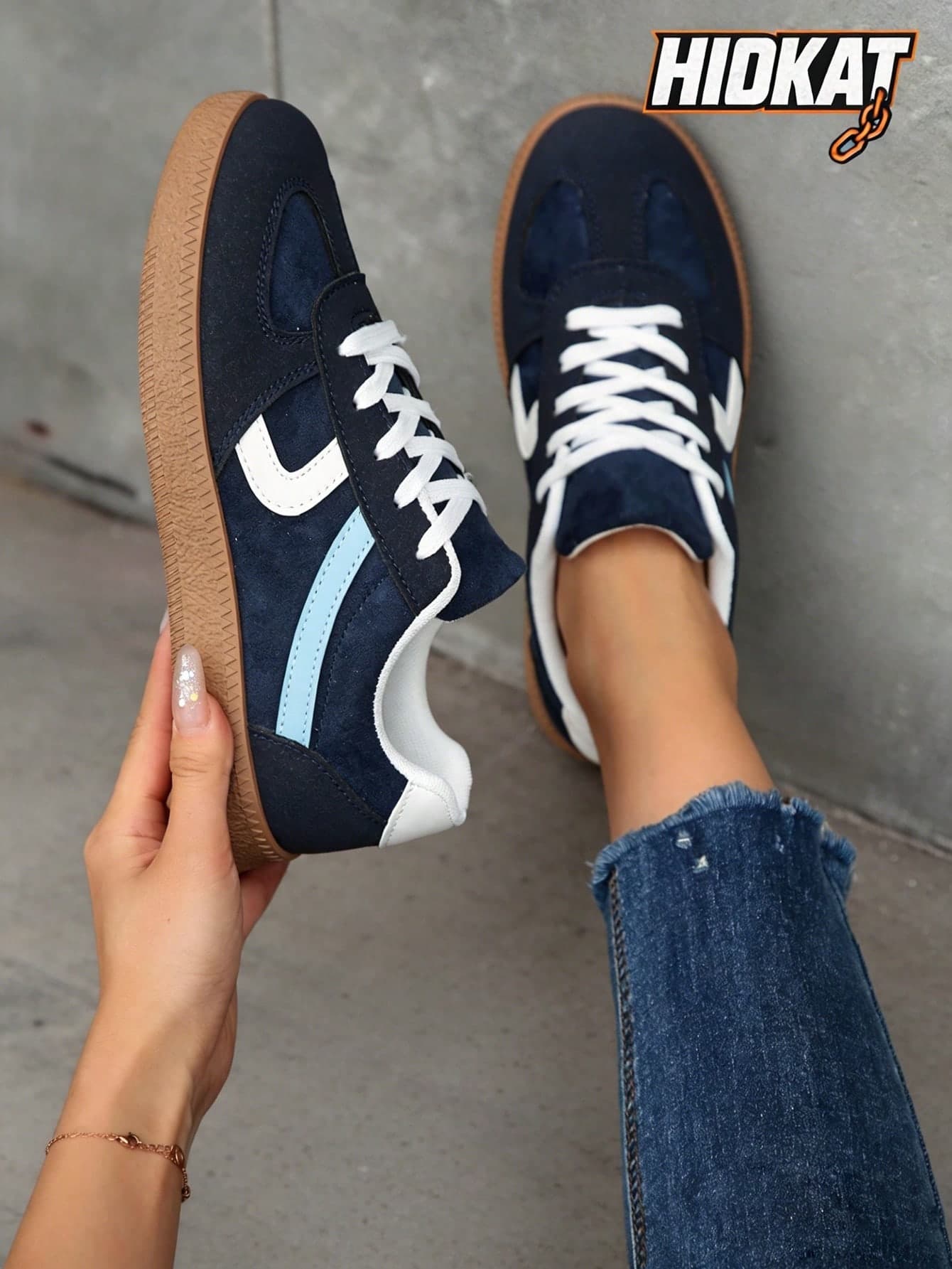 Hidkat Women's Summer 2025 Spring New Thin Casual Flat Soft Sole Patchwork Color Sports Shoes