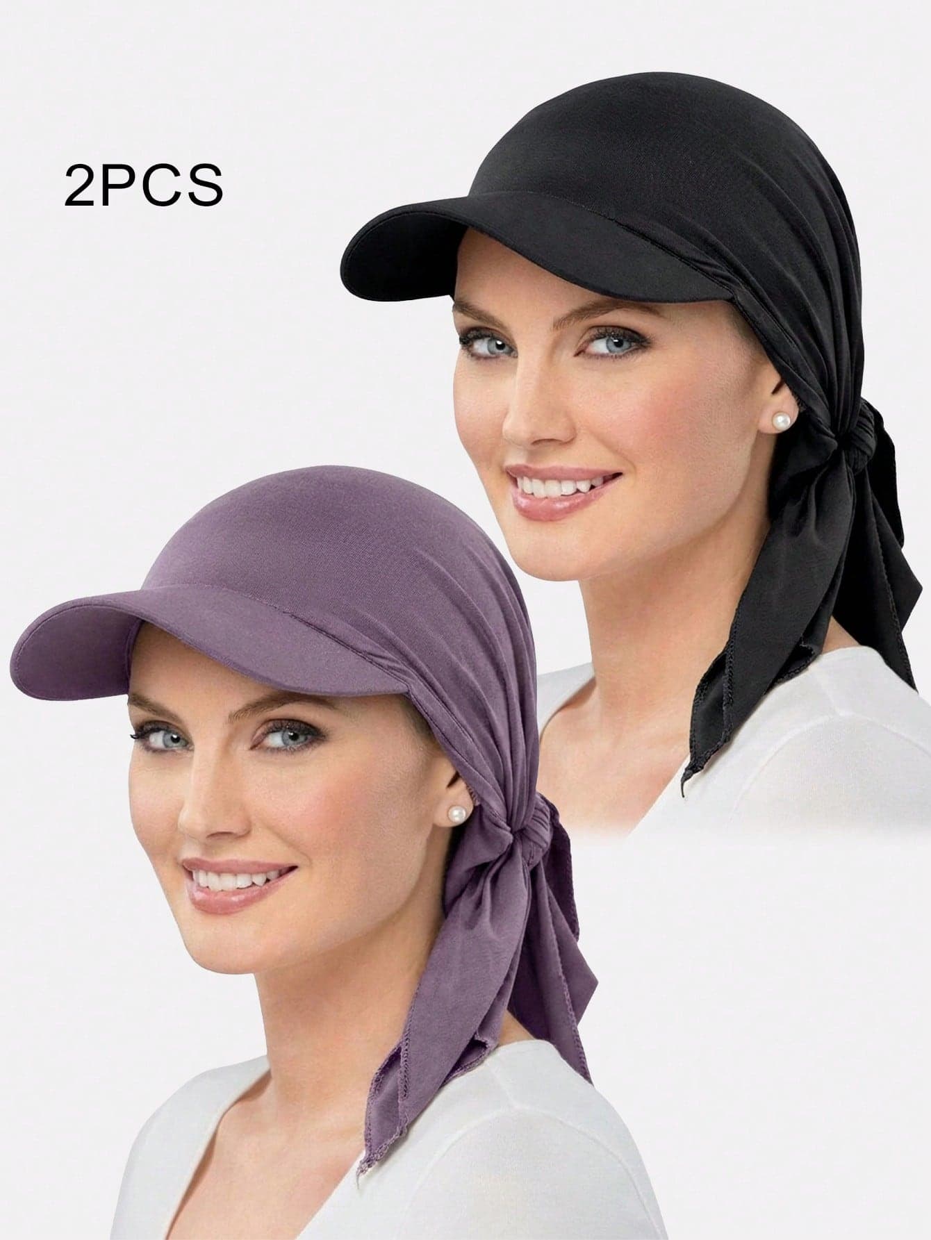 2pcs Women's Duckbill Brim Bandana Baseball Caps, Triangle Headscarf Tie-Up Sun Hats, Suitable For Daily Use