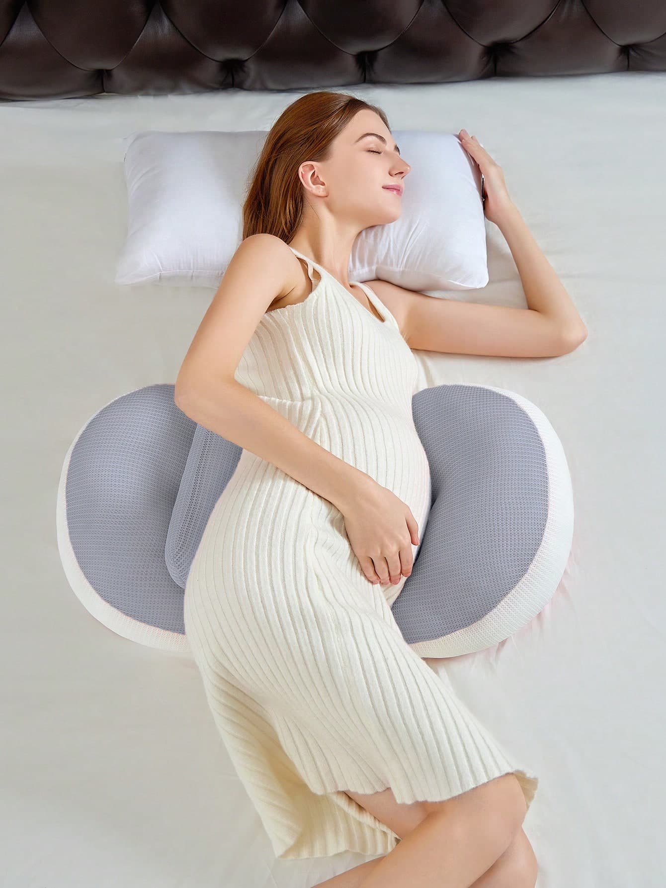 Maternity Pillow For Side Sleepers | U-Shaped Design Soft Polyester Fiber Filling | Comfortable Support For Pregnant Abdomen And Back | Suitable For Pregnancy And Postpartum Recovery | Pink And Blue | Ergonomic Maternity Cushion | Maternity Sleep Aid | Supportive Sleep Aid