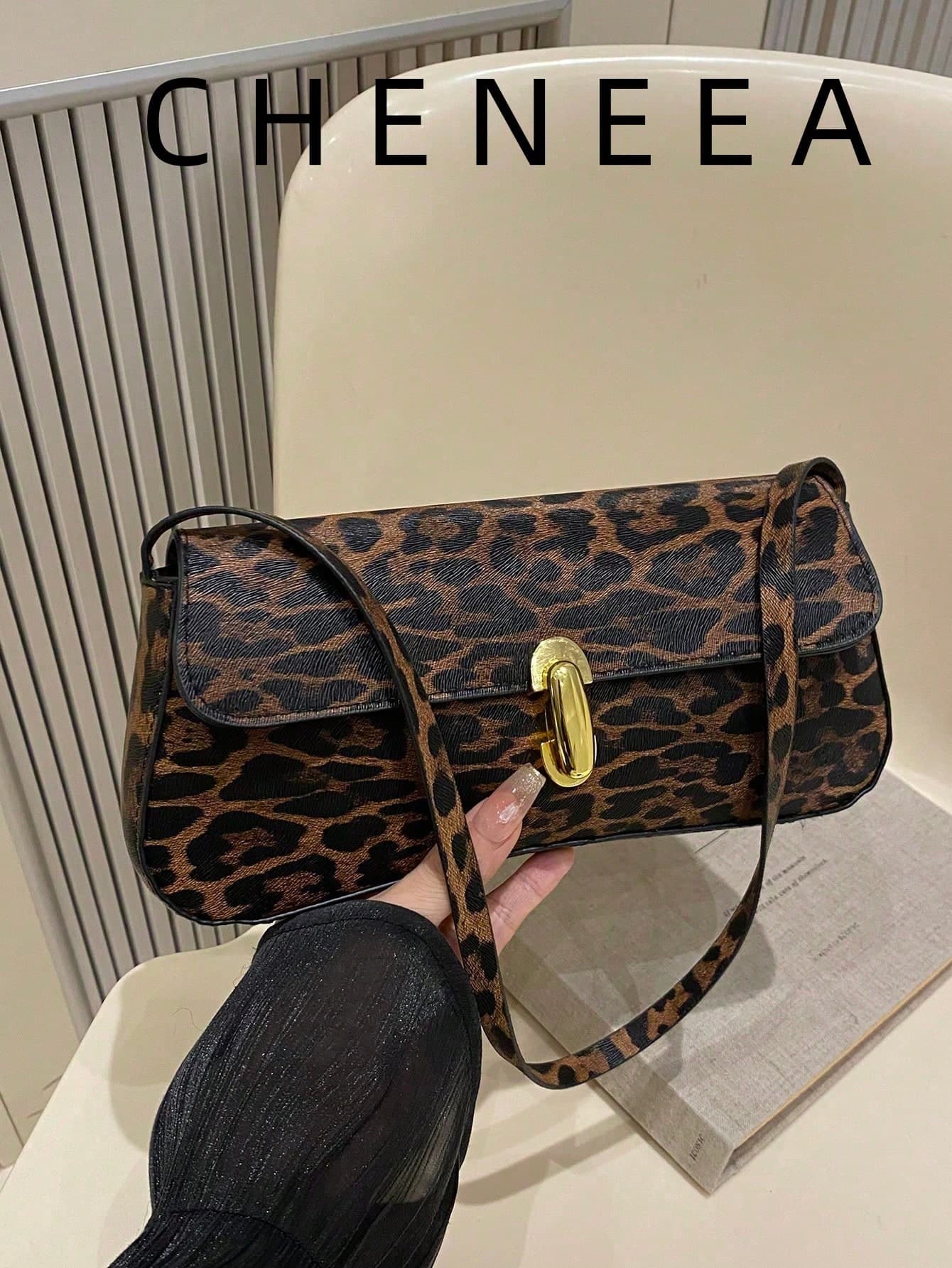 Summer New Women's Bag, Retro Fashionable Leopard Print Baguette Bag, Metal Lock Closure, Flap Opening, Compact And Lightweight, Minimalist Shoulder/Underarm Bag; Autumn/Winter New Tiger Print Women's Bag; Autumn/Winter New Cheetah Print Women's Wallet