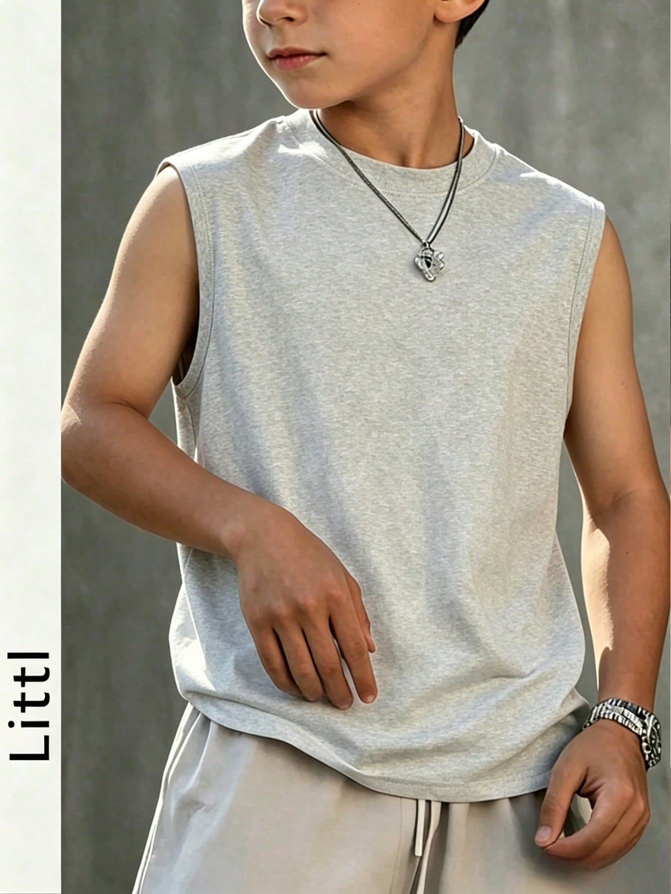 Tween Boys Student Cool Handsome Casual Round Neck Pullover Sleeveless Tank Top Spring Summer Top