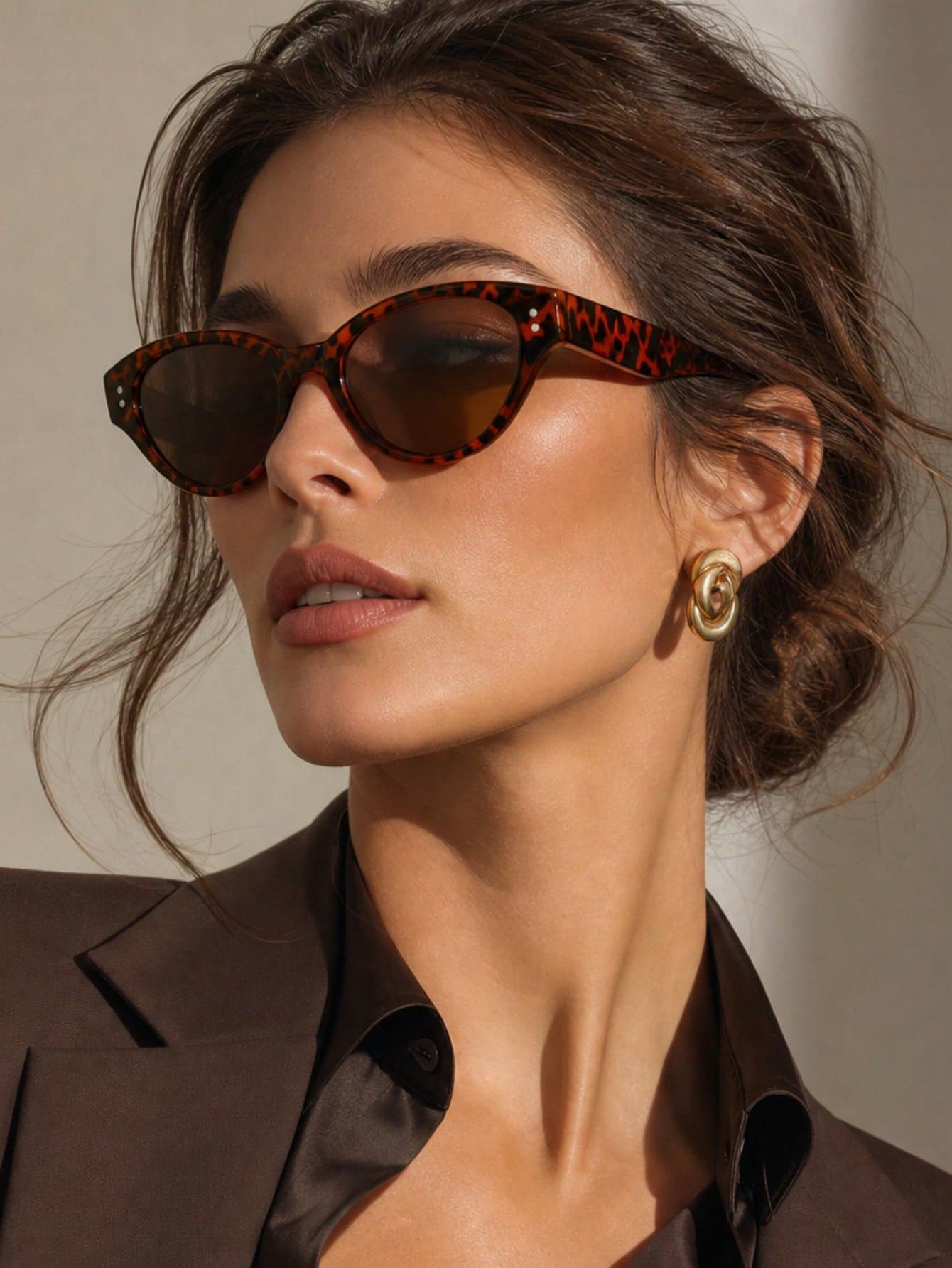 1 Pair Unisex Retro Hip-Hop Decorative Cat Eye Oval Bohemian Style Minimalist Versatile Fashion Glasses
