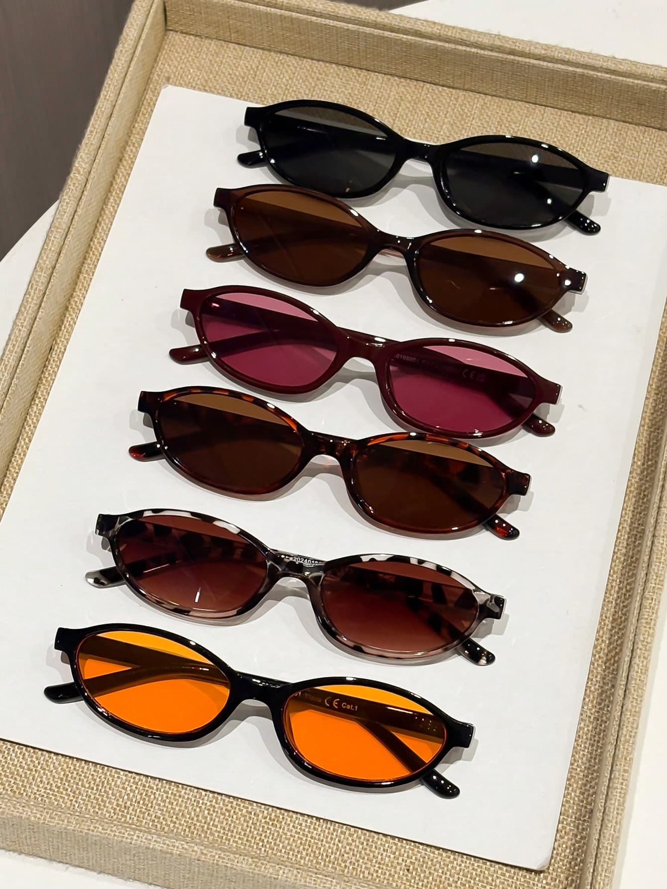 6pcs Plastic Oval Full Frame Classic Modern Minimalist Style Women's Fashion Glasses, Suitable For Daily Life, Driving, Boating, Camping, Daily Life, Tropical Beach Vacation, Fits All Face Shapes