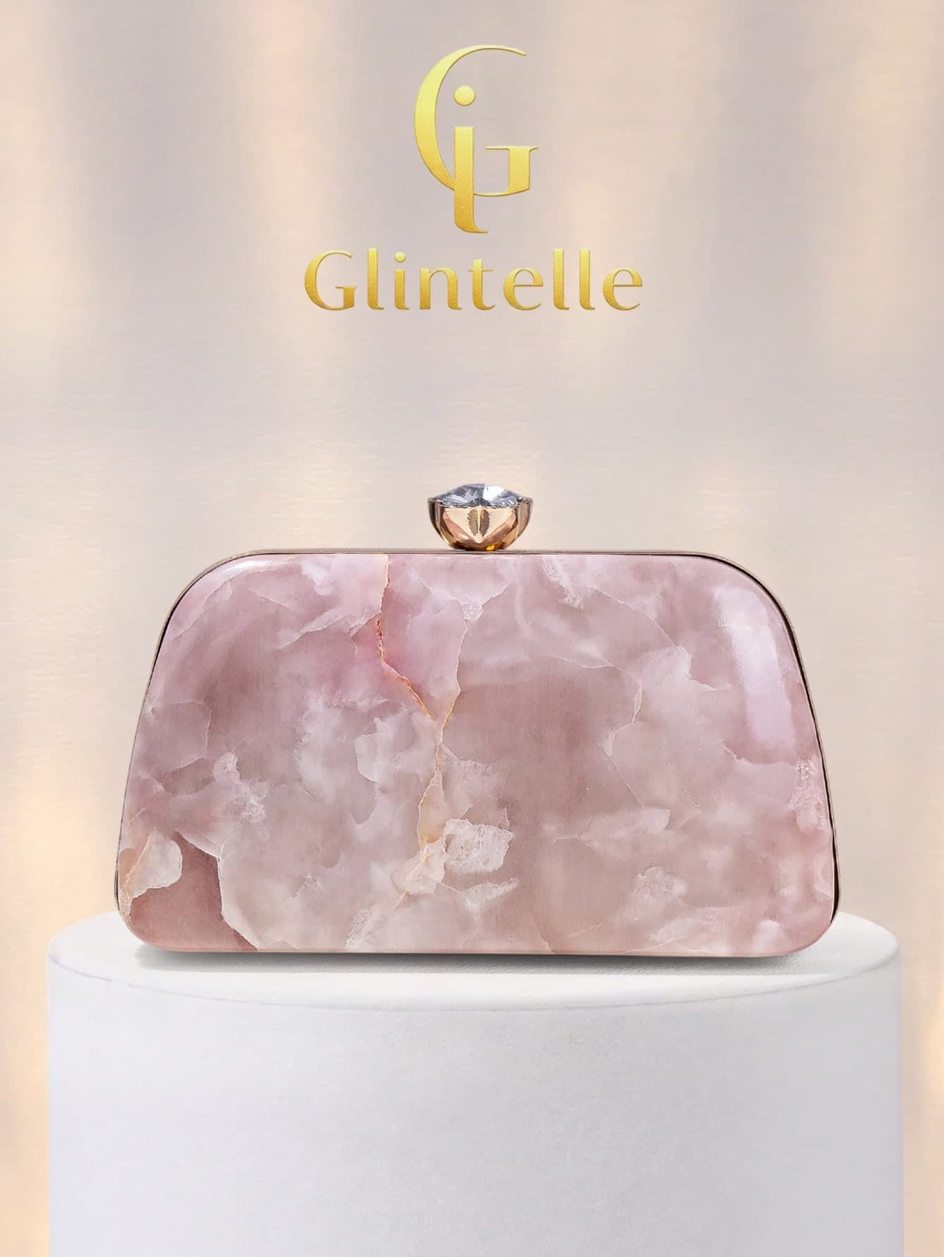 Glintelle Women's Party Clutch Bag, Pink Marble Pattern Hard Shell Evening Clutch (Random Pattern), Essential Wedding Accessory, Valentine's Day Gift, Suitable For Weddings, Vacations, Graduations, Formal Occasions, Also Can Be A Daily Fashion Accessory, Versatile Style