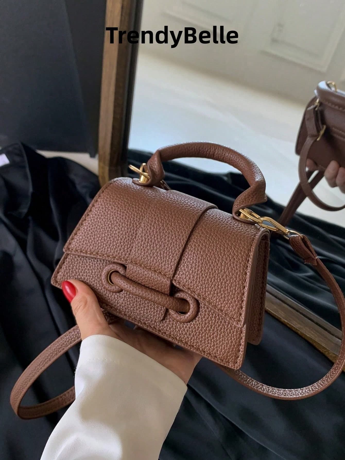 High-Quality Mini Square Handbag, Fashion Solid Color Portable Cosmetic Bag, Women Purse