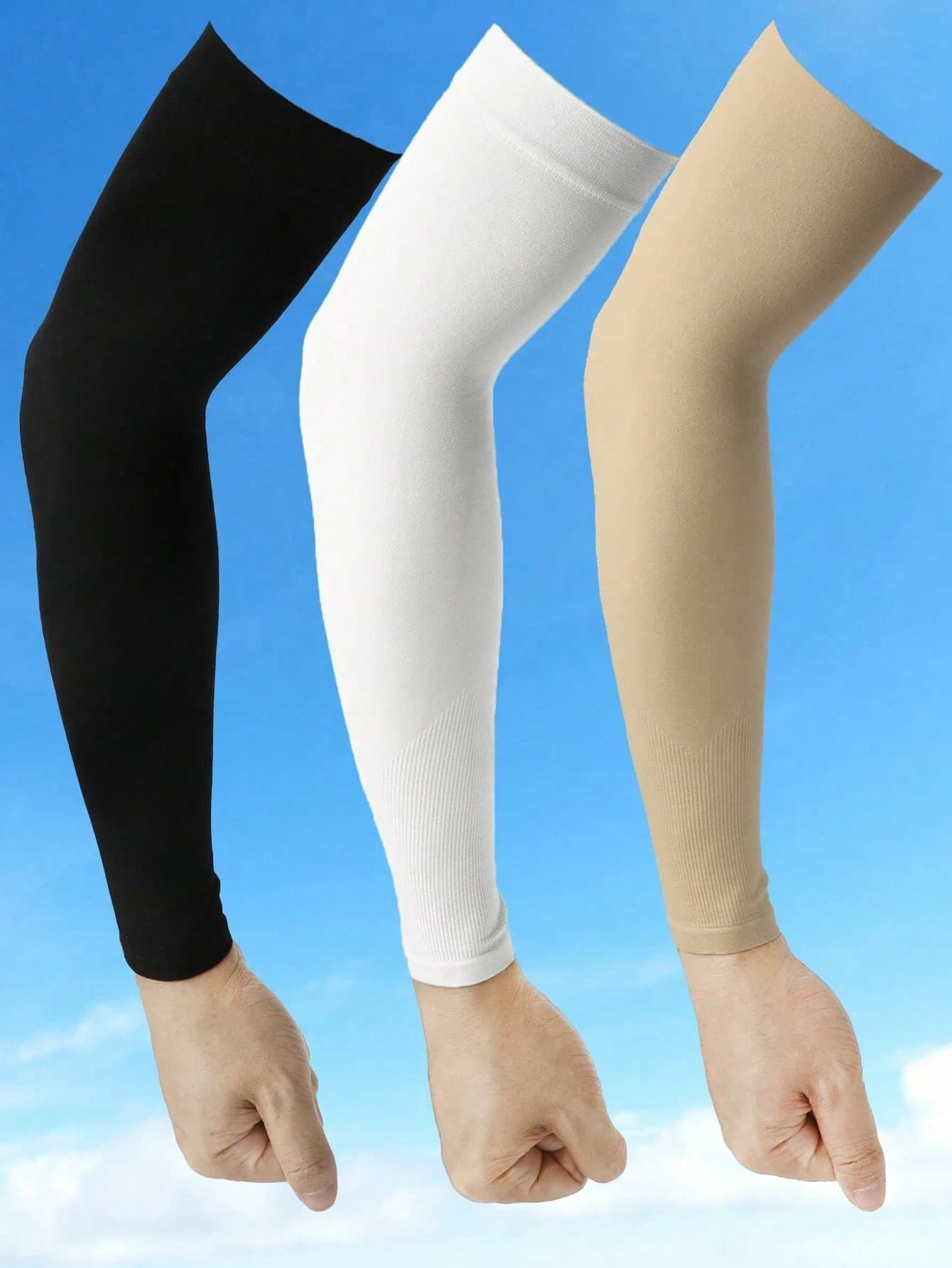 1 Pair/3 Pairs Unisex Black, White And Brown Solid Color UV Protection Breathable Elastic Arm Sleeves, Suitable For Outdoor Activities Halloween