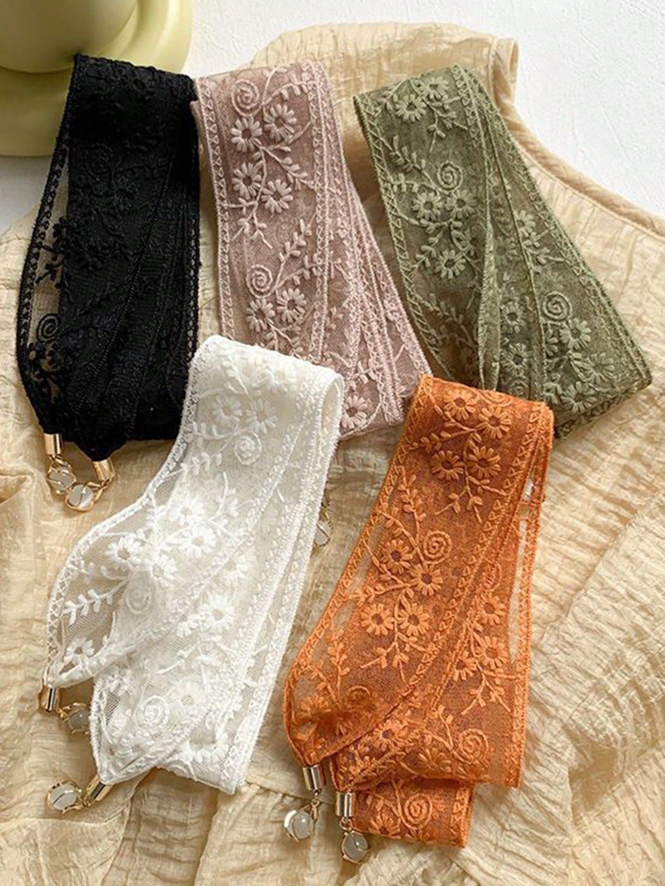 Light Luxury Pendant Lace Ethereal Braided Hair Ribbon Green Headband Stylish Hair Accessory Elegant Hair Tie Hollow Exquisite Flower