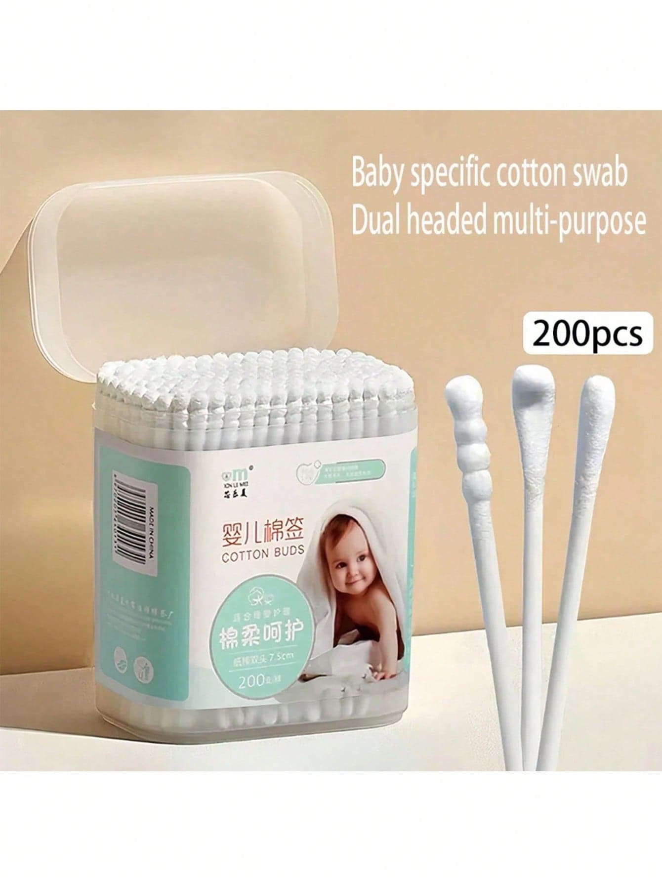 200/400/800/1200pcs Newborn & Children Cotton Swabs, Specially Designed, Gentle & Non-Irritating, Careful Care