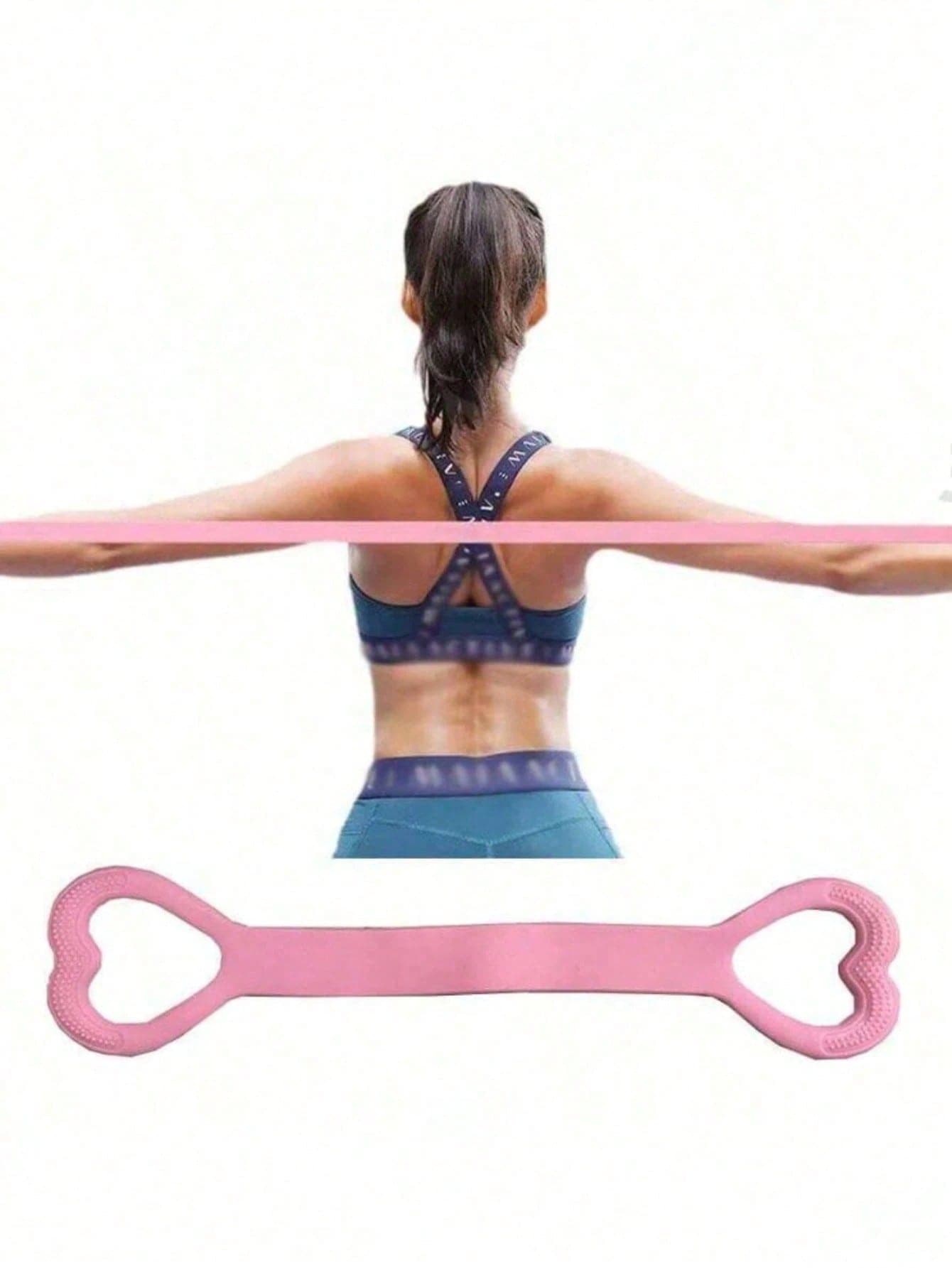 1/2/3pcs 8-Shaped Resistance Bands, Women's Back-Opening Shoulder Slimming & Back Yoga Stretching Bands, Thickened Silicone Elastic Rope (Pink)