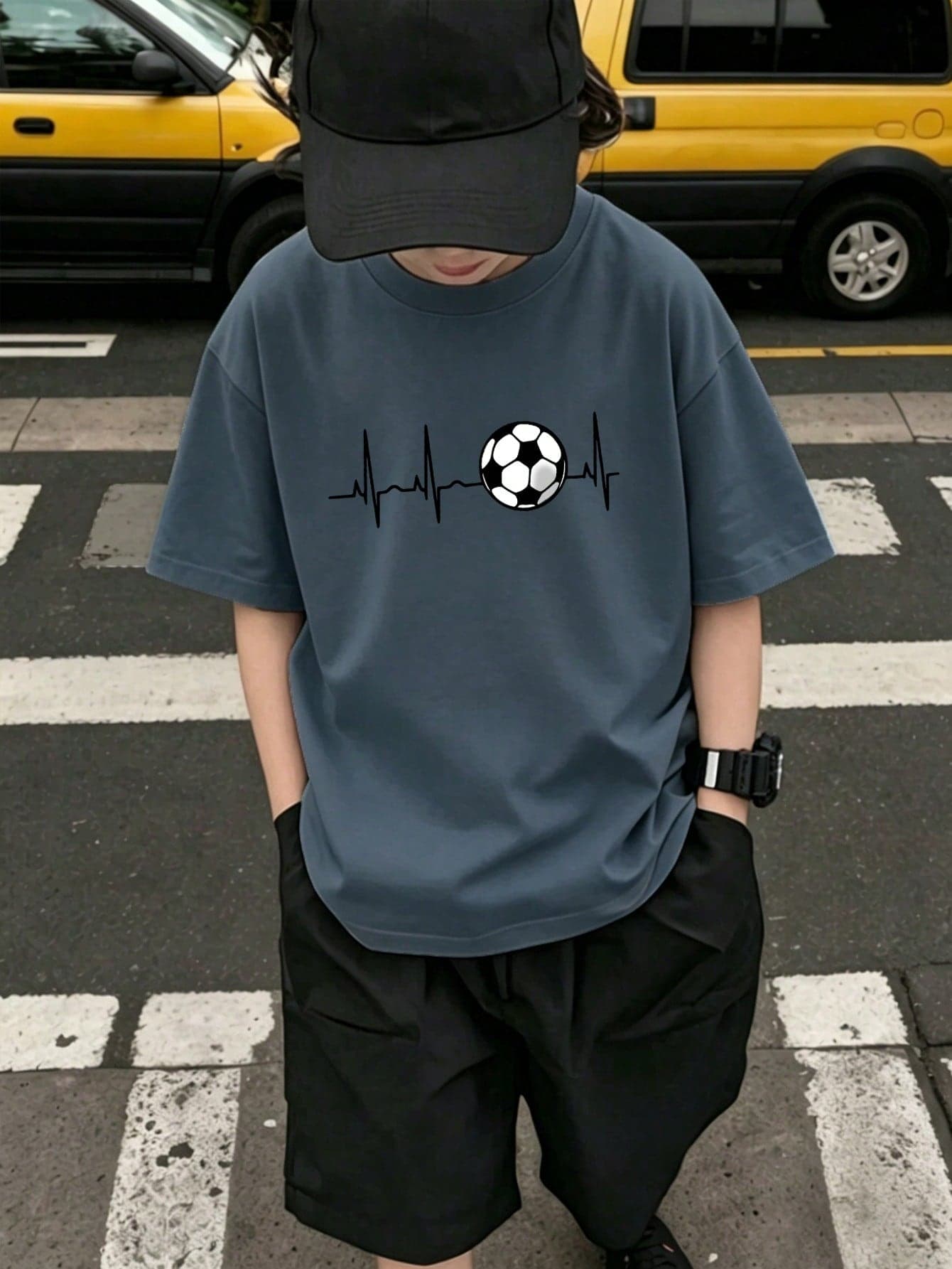 Boys' Teen Student Casual Printed Crew Neck Pullover Short Sleeve T-Shirt Summer Top