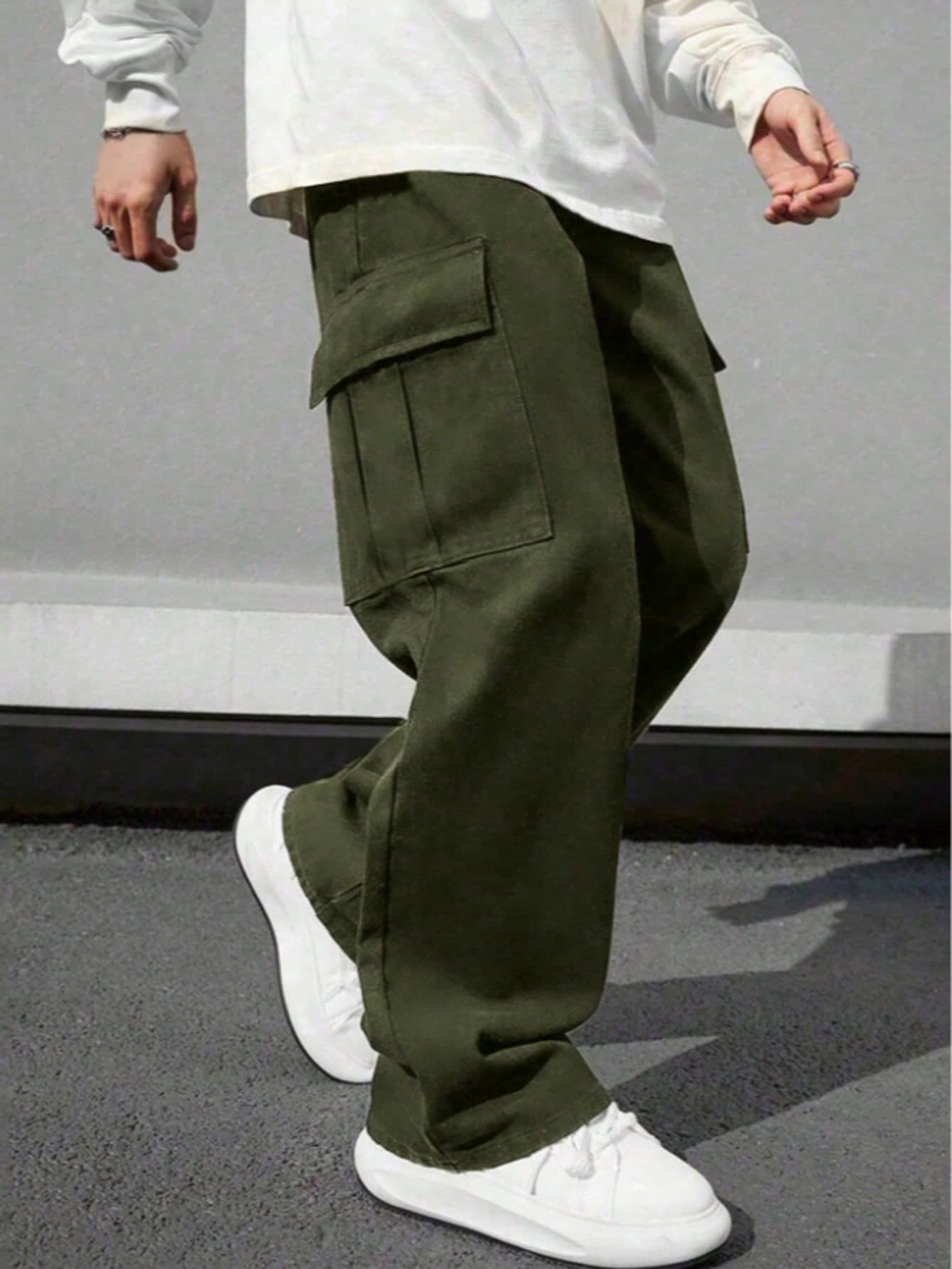 1pc Teen Boy Casual Sports Outdoor Polyester Cargo Pants With Large Pockets, Spring ,Summer& Autumn, For Back To School,Lightweight Style,Thin Fabric