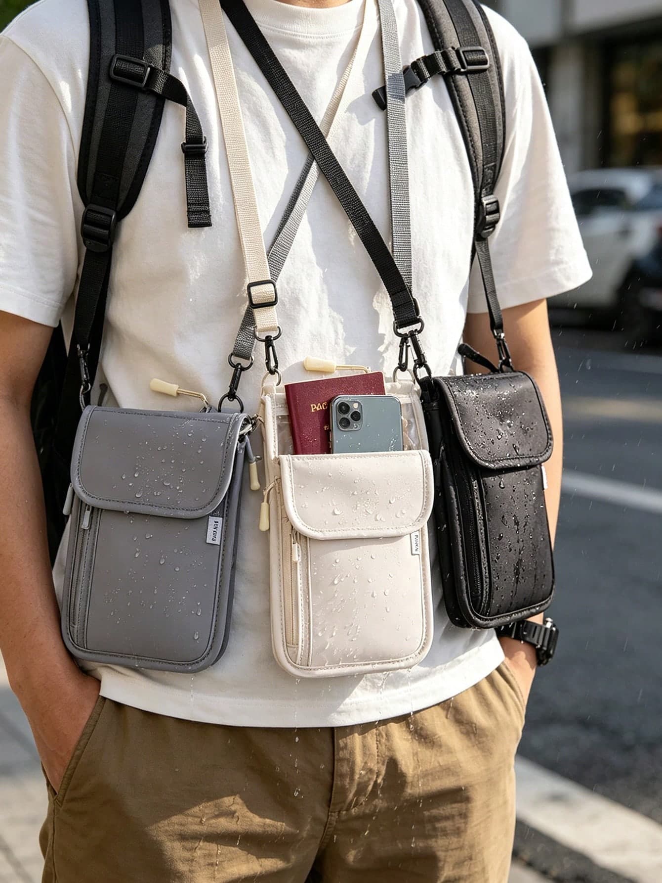 Multi-Compartment Crossbody Phone Bag, Lightweight Solid Color Anti-Theft Small Square Bag, Waterproof Wear-Resistant Document Passport Storage Bag, Adjustable Shoulder Strap One Shoulder Small Bag, Can Hold Phone, Coins, Cards, Lipstick, Suitable For Daily Commute, Travel, Shopping, Campus Class Scenarios, Ideal For Students, Office Workers, Qixi Festival, Birthday, Back To School Season Gifts, Also Can Be Used As Portable Crossbody Bag, Document Bag, Casual Crossbody Bag, 3 Colors Available Versatile Style