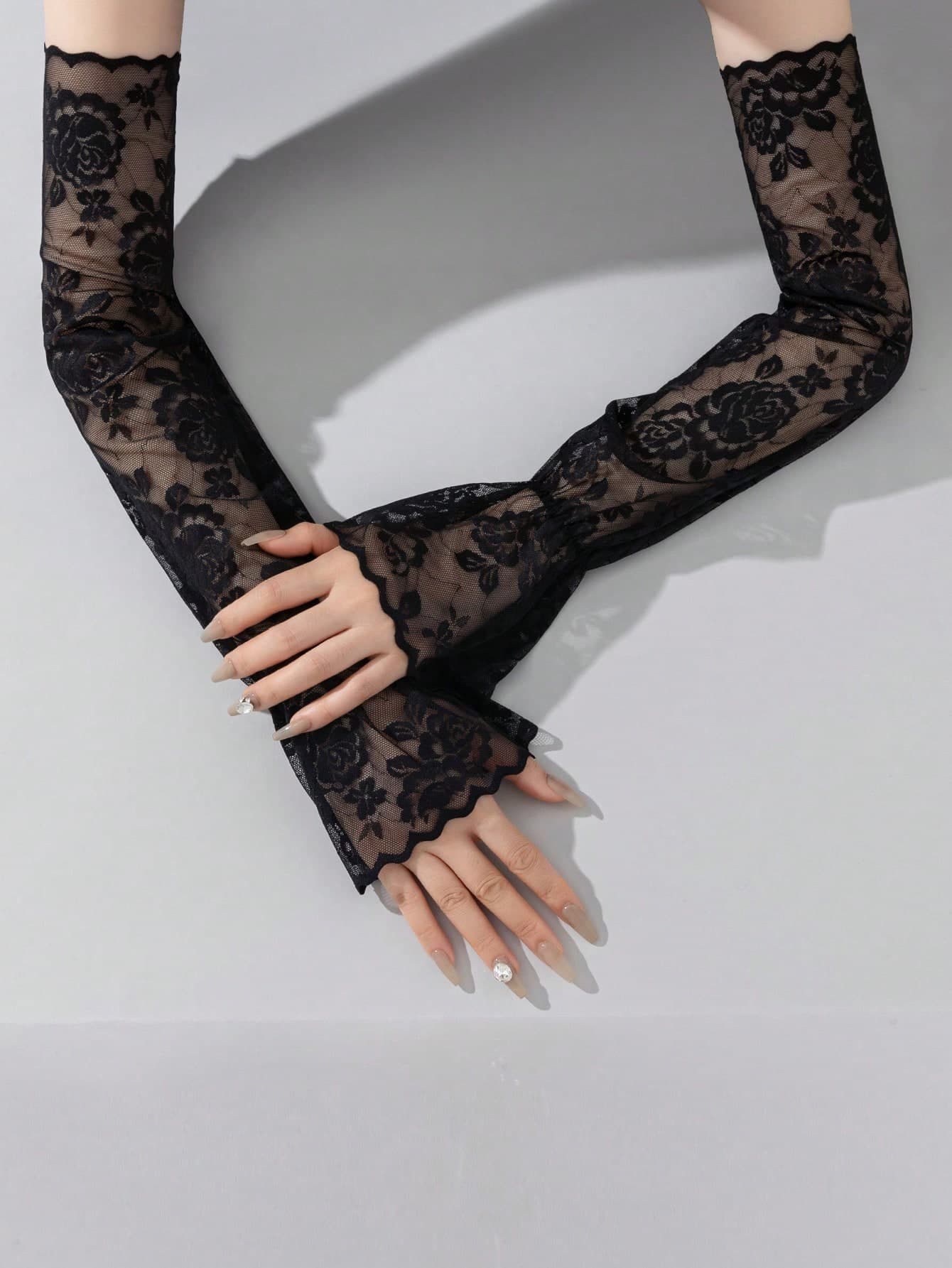 1 Pair Summer Sun Protection Gloves Ice Lace Arm Sleeves Sunshade Arm Covers Long Sleeve Daily Versatile