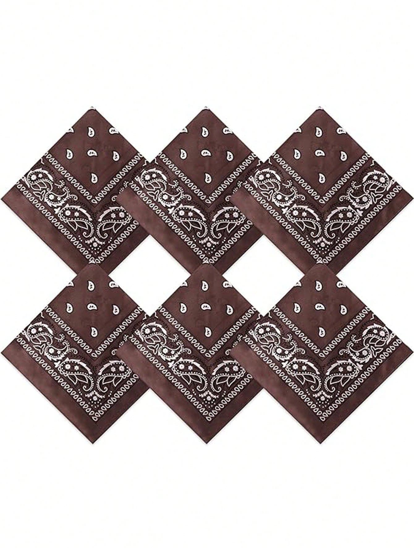 6pcs Unisex Hip Hop Fashion Rap Style Printed Scarf/Shawl/Headscarf, Suitable For Rock Music Festival Travel Party Men And Women