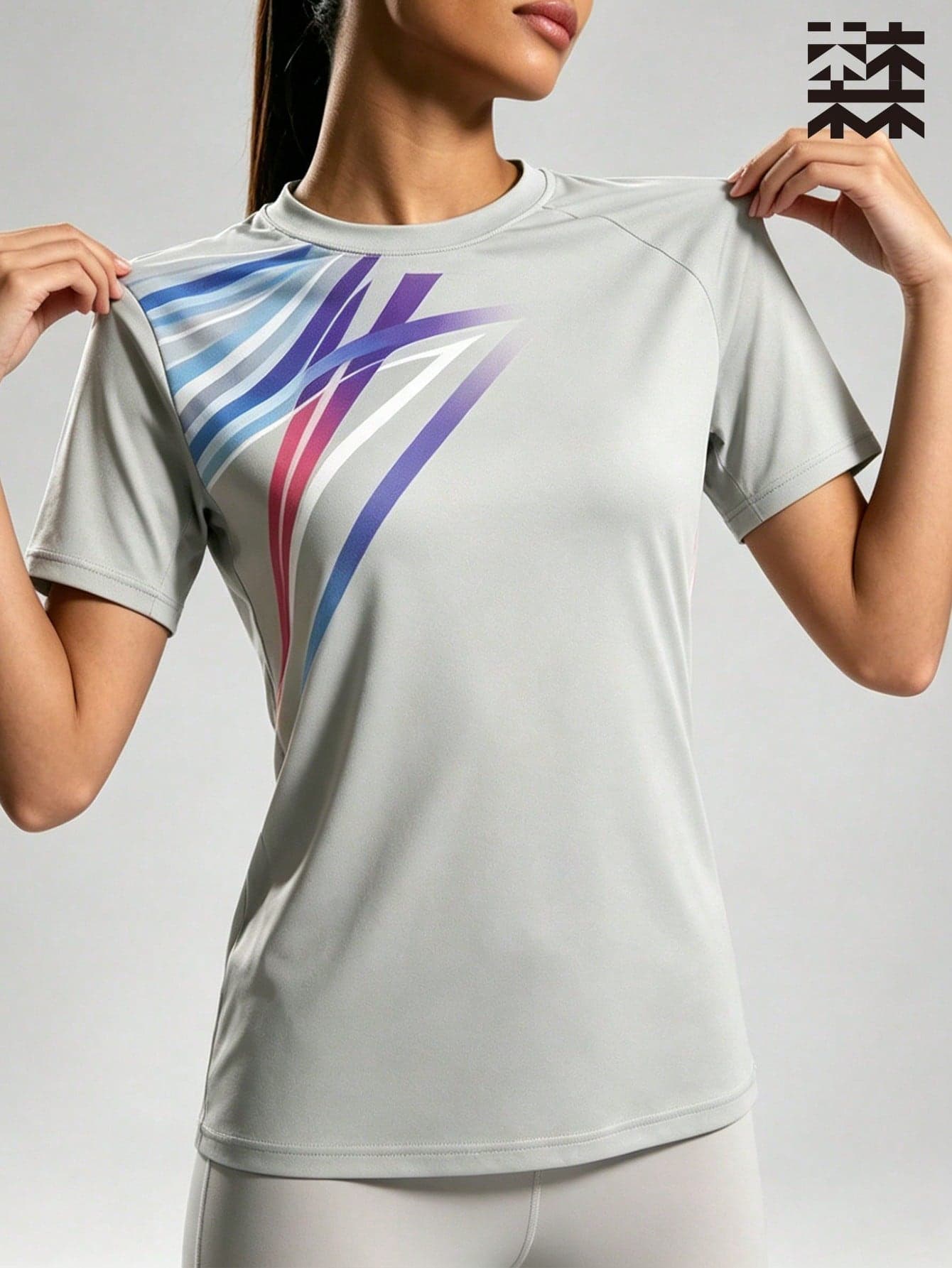 mulinsen 1pc Women's Quick Dry T-Shirt, Elastic Breathable Short Sleeve Sportswear, Suitable For Women's Fitness Training In Summer