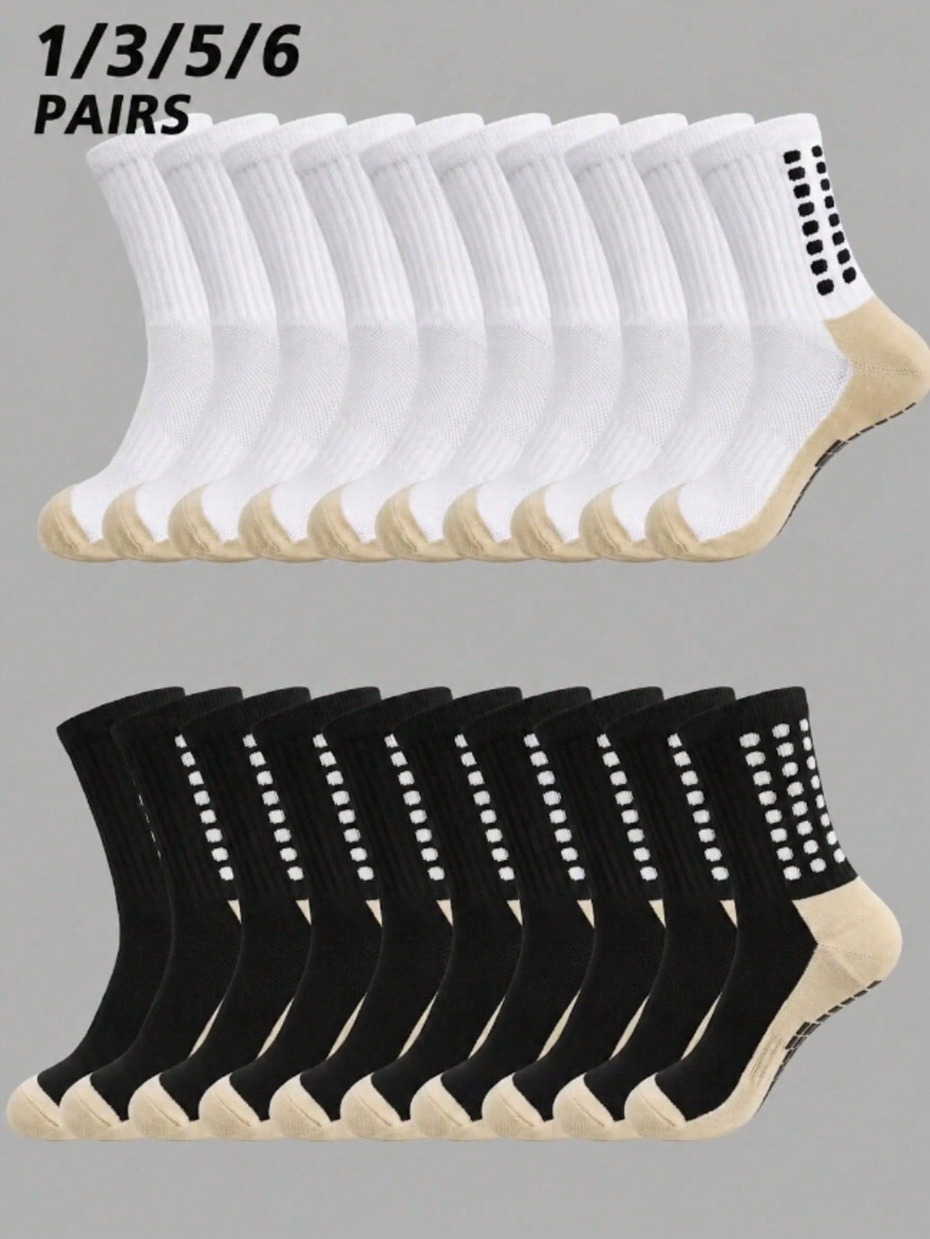 1/3/5/6 Pairs Unisex Non-Slip Football Socks, Breathable High-Quality Sports Socks With Grip And Arch Support, Suitable For Pickleball, Running, Basketball And Other Sports - 1/3/5/6 Pairs