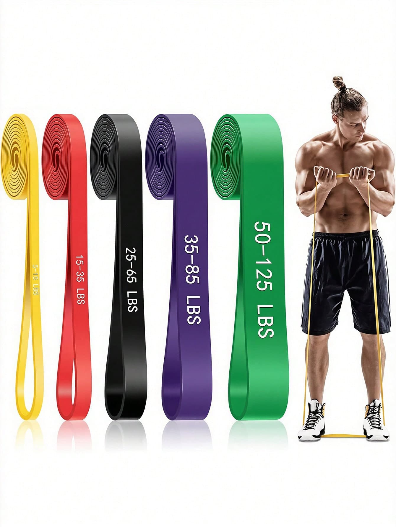 Professional Grade 5pcs Non-Slip Elastic Resistance Bands Pull Ropes, Unisex Pull-Up Assist Bands, Yoga Stretch Bands, Fitness Training Bands, Gym And Home Workout Equipment, Weight Loss Pilates Fitness Essential Accessories
