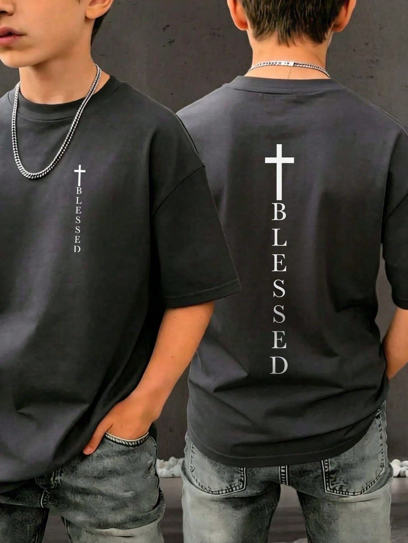 Teen Boy Casual Fun Graphic Print Crew Neck Short Sleeve T-Shirt Summer Top