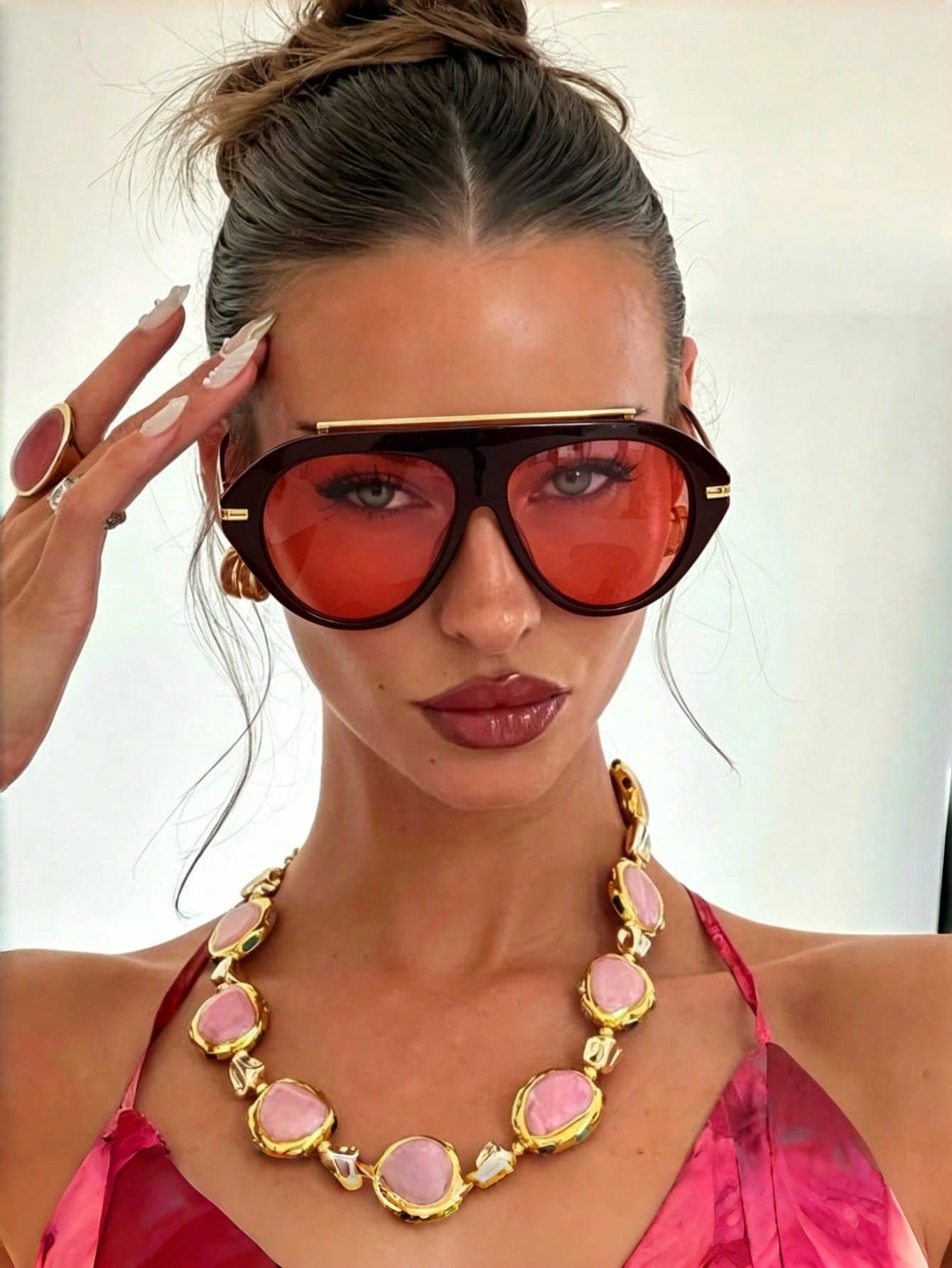 1 Pair Vintage Geometric Frame Fashion Glasses - Perfect Travel Accessory For Women, Street Style Fashion Glasses, Beach Fashion Glasses, Women's Beach Accessories, Basic Style, Suitable For Pairing With Sweaters, Jeans, Sweatpants, Hoodies, Coats And Dresses