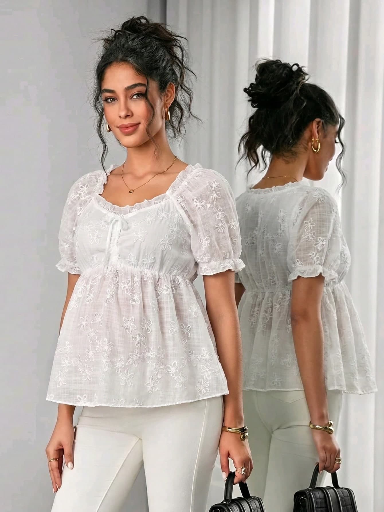 Maternity Top, Textured Maternity Top, Maternity Wear, Party, Photography, Elegant White Summer