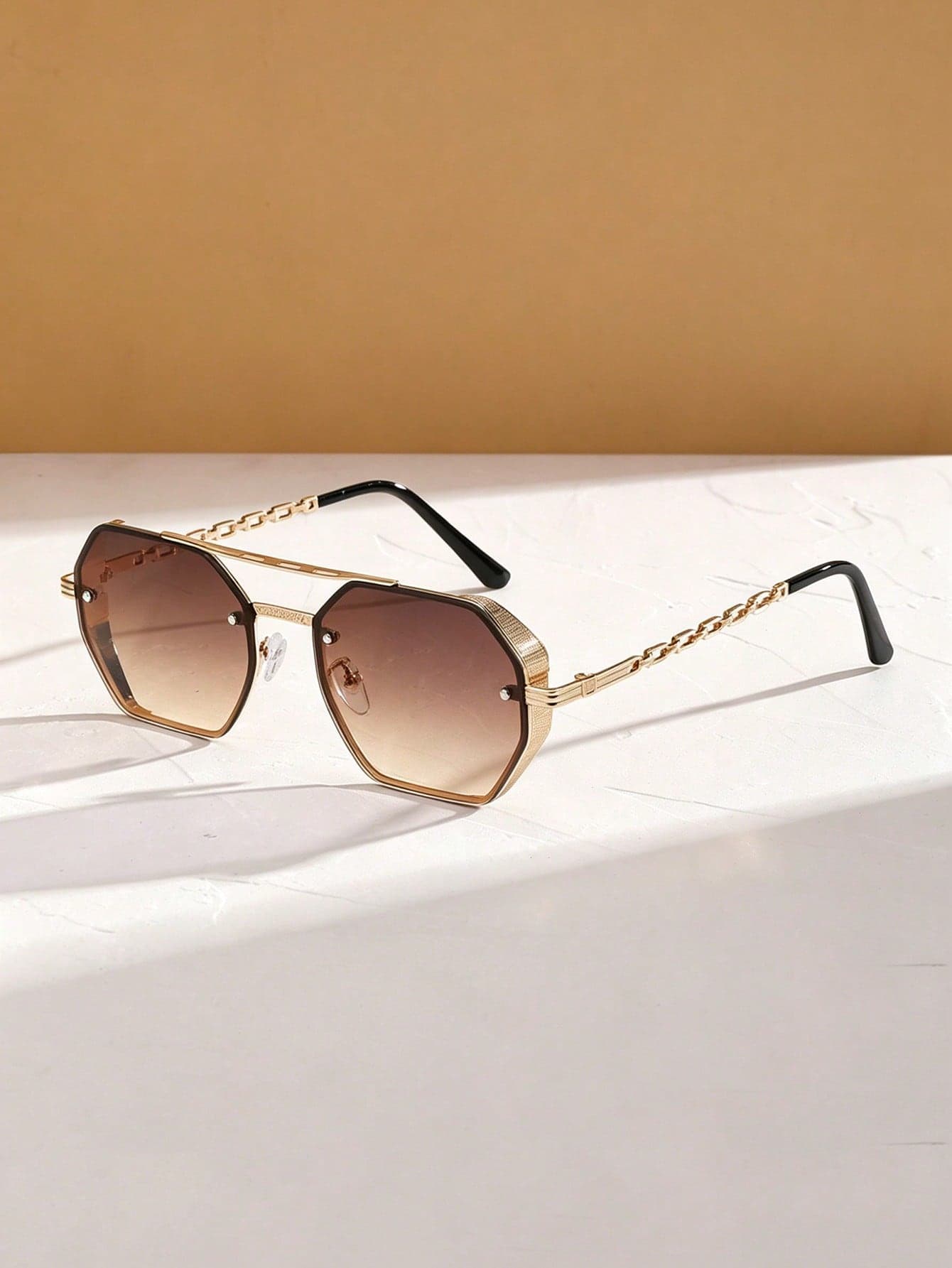 1 Pair Fashion Metal Chain Double Beam Women's Fashion Glasses