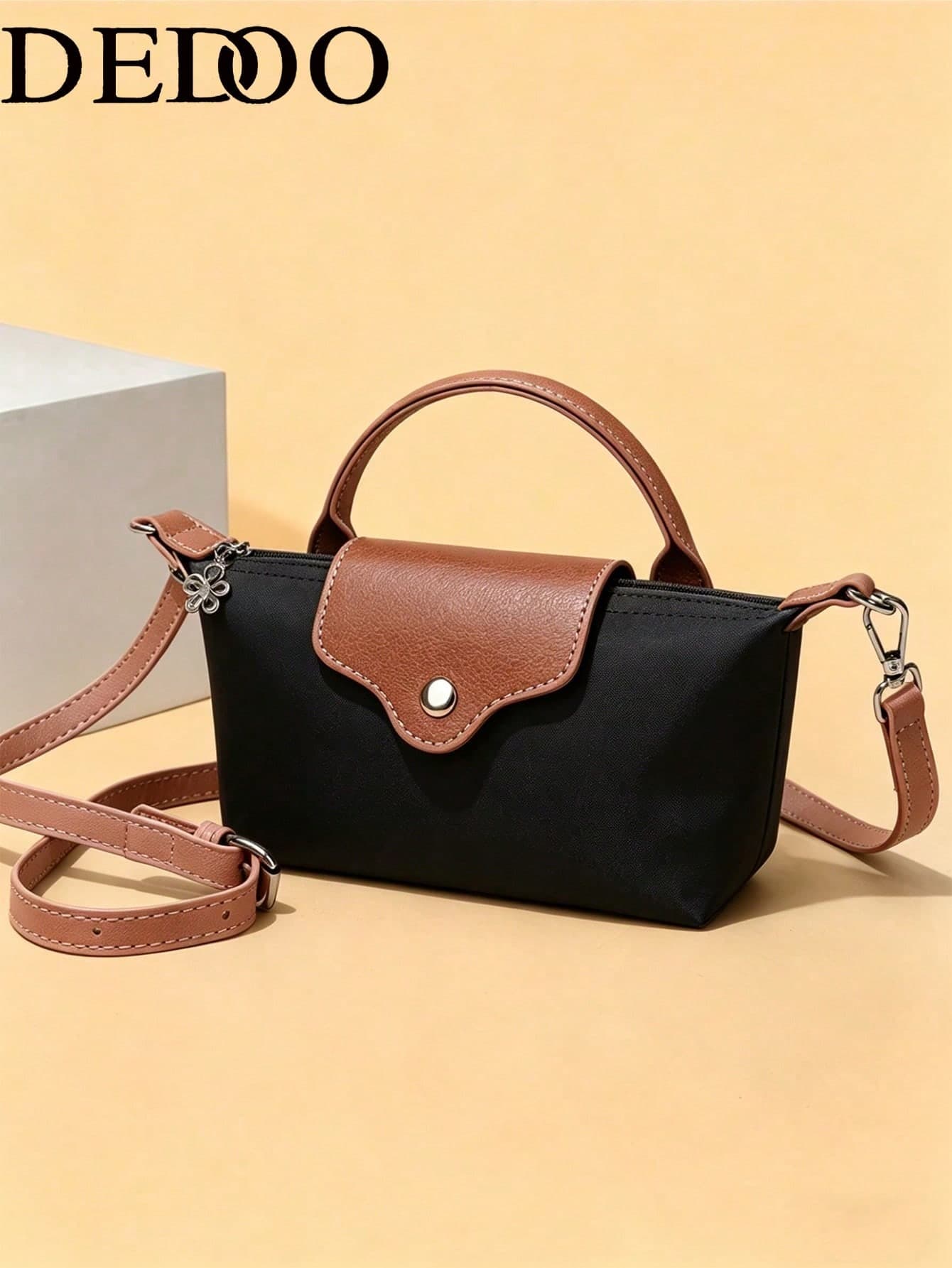 Dedoo Nylon Color Block Handbag, Minimalist Versatile Shell-Shaped Crossbody Bag, Adjustable Strap, Suitable For Commuting, Shopping, Party, Vacation