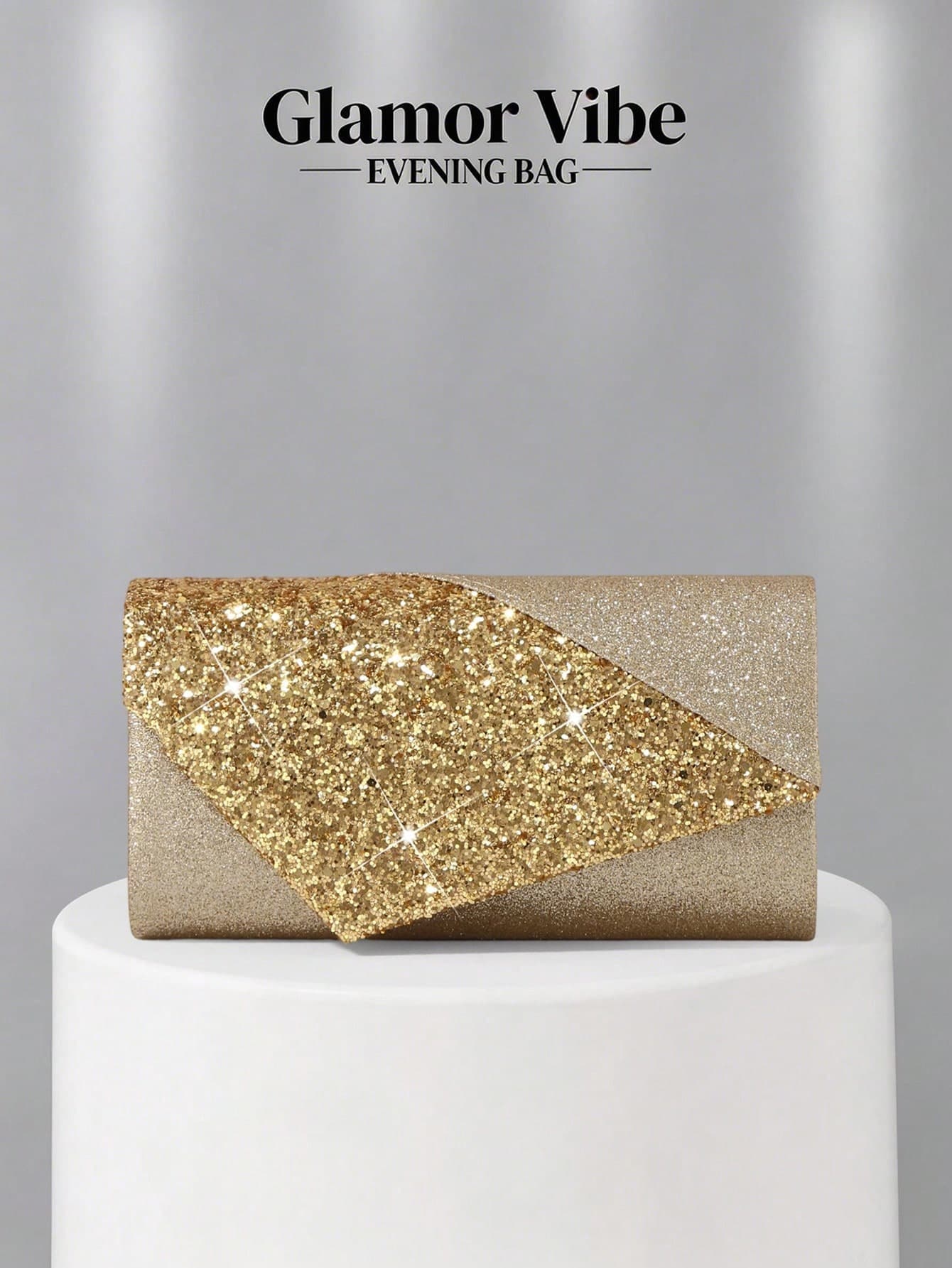 Sparkling Rhinestone Decorated Evening Clutch - Gold Glitter Envelope Bag With Detachable Chain, Suitable For Weddings, Galas And Parties