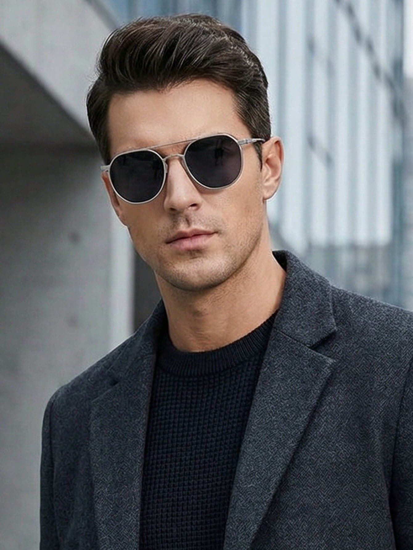 1 Pair Men's Metal Double Bridge Retro Street Fashion Glasses Suitable For Daily Commute, Outfit And Photography