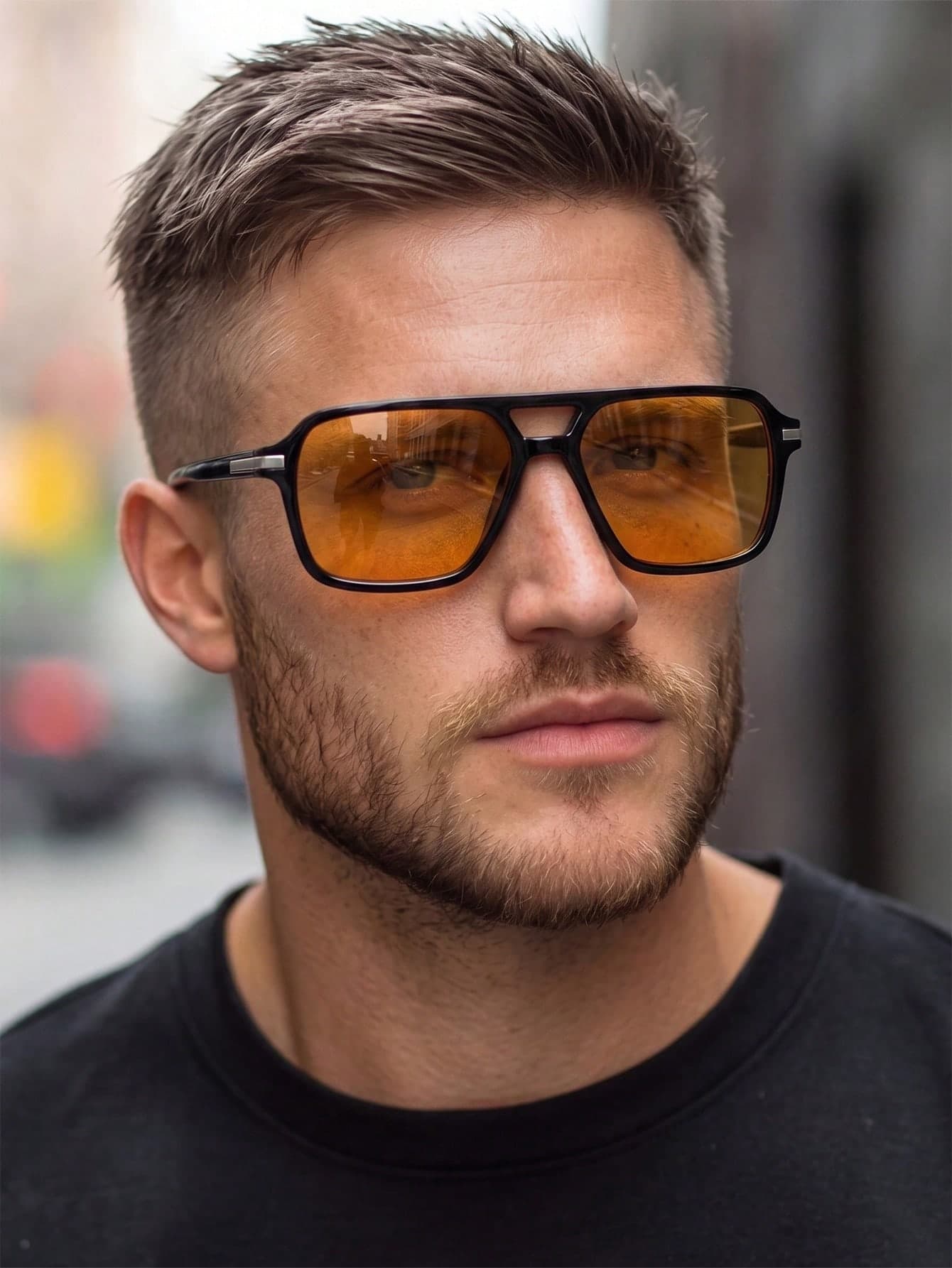 1 Pair Men's Black Square Minimalist Solid Color Personalized Double Bridge Retro Aviator Frame Casual Fashion Glasses
