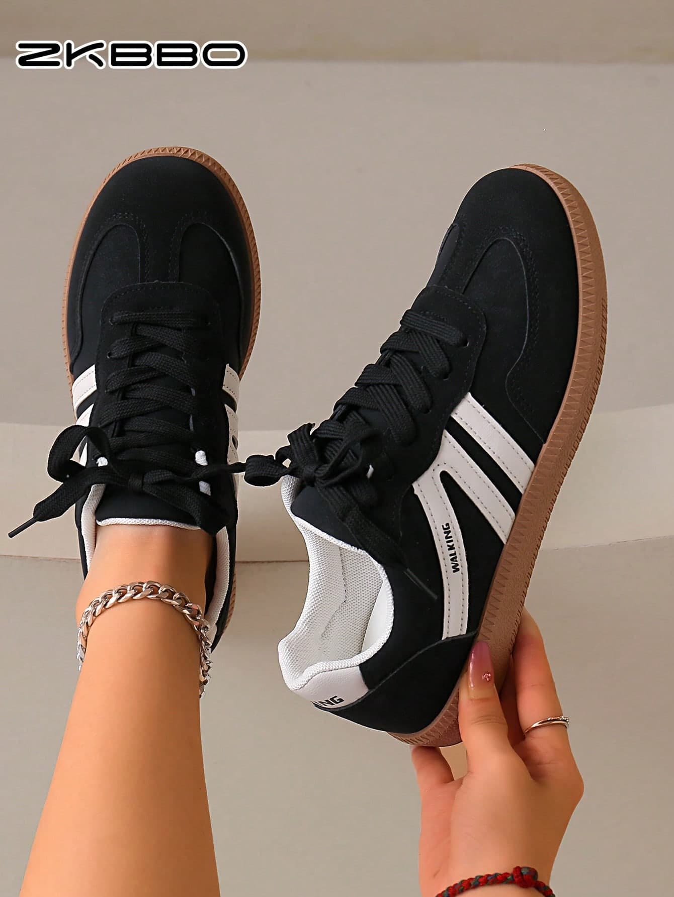 ZKBBO Women's Flat Casual Shoes, Lightweight Comfortable Cross-Strap Sneakers, Plus Size Fitness Walking Shoes