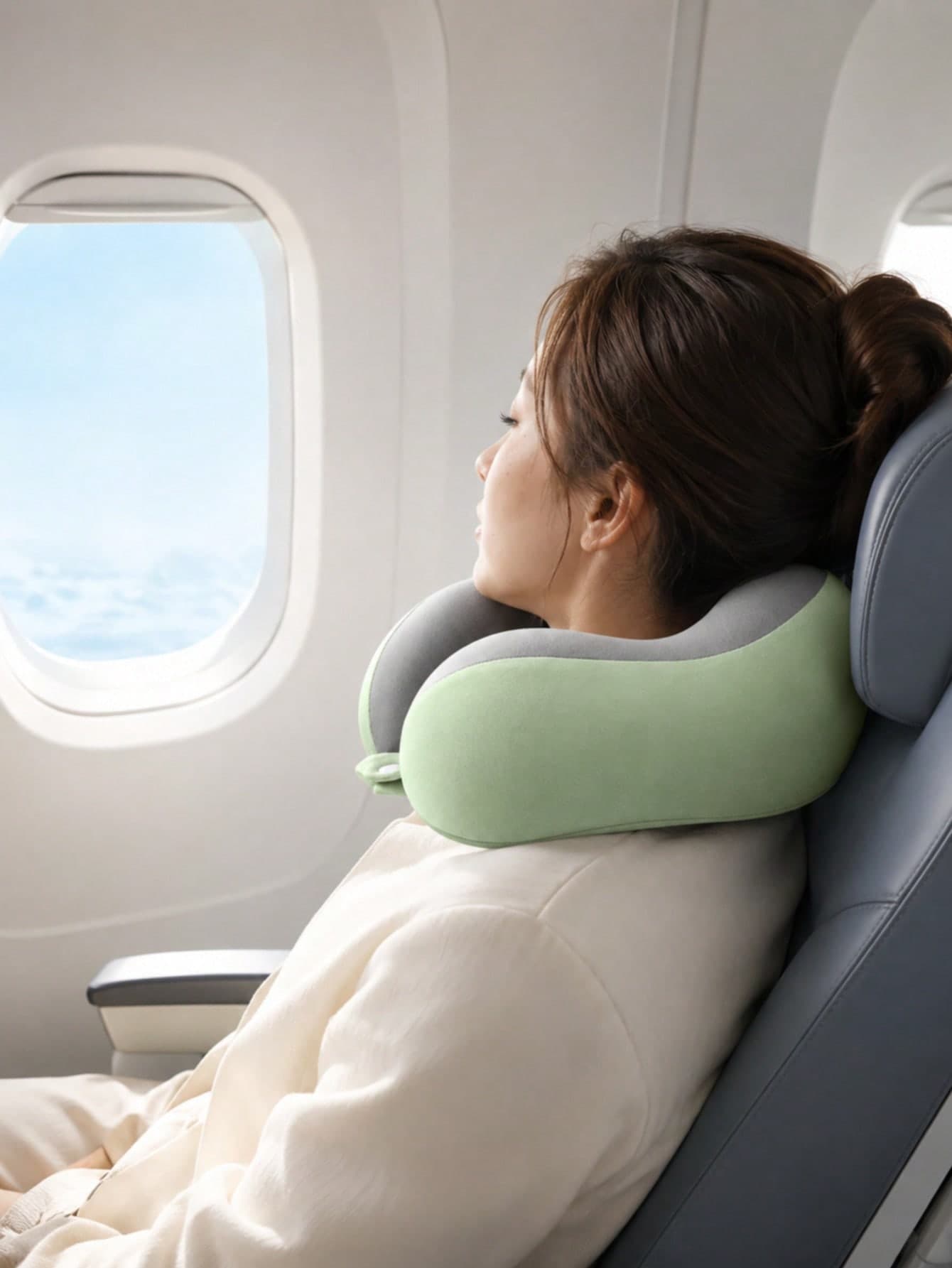 1pc Memory Foam Neck Pillow, Portable U-Shaped Travel Pillow With Soft Cover, Neck Support Pillow For Airplane, Car, Office Nap, Cruise Essential & Home Essential