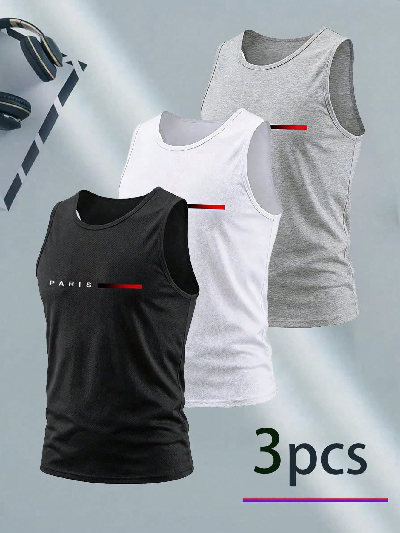3PCS Men's Sports Tank Tops, Casual Fashion Thin Quick-Dry Workout Running Fitness Tops