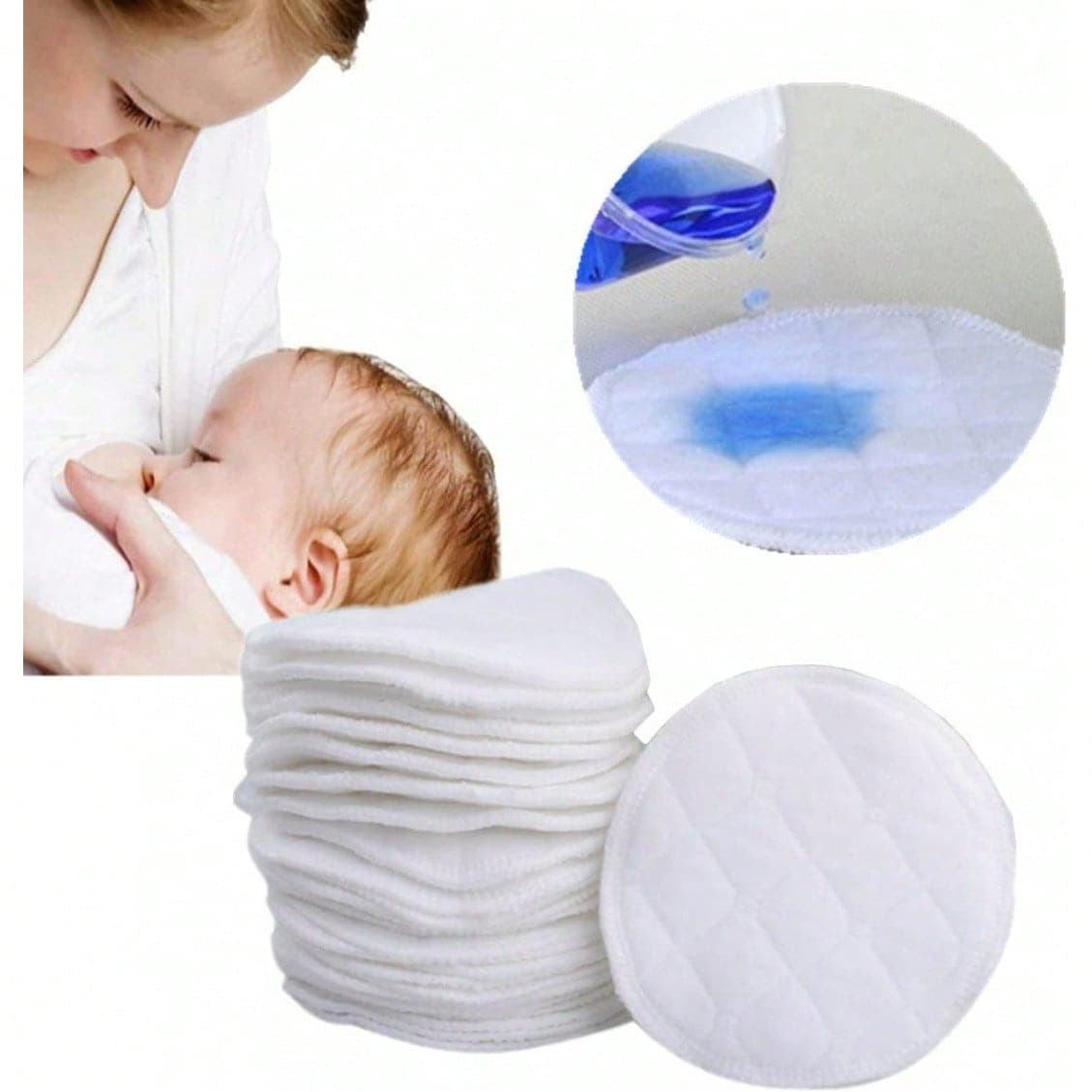 12pcs Reusable Breast Pads, Organic Washable Nursing Pads, High Absorbency 3.74 Inch Pads, Postpartum Essentials